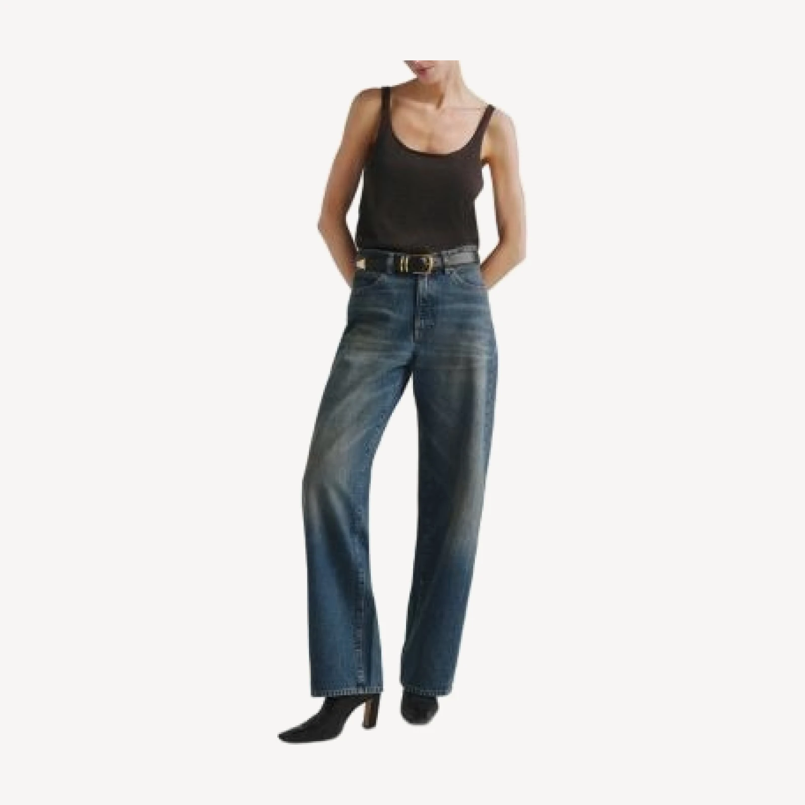 DL1961 Kaylen High Rise Loose Straight Jeans in Tinted Dark
