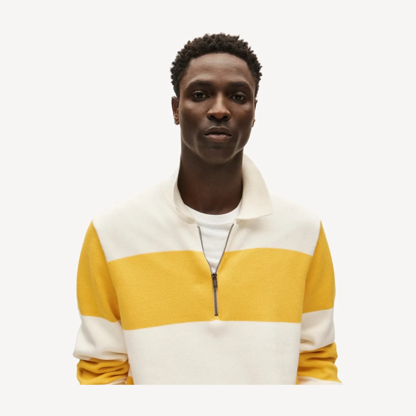 Heritage cotton quarter-zip sweater in stripe