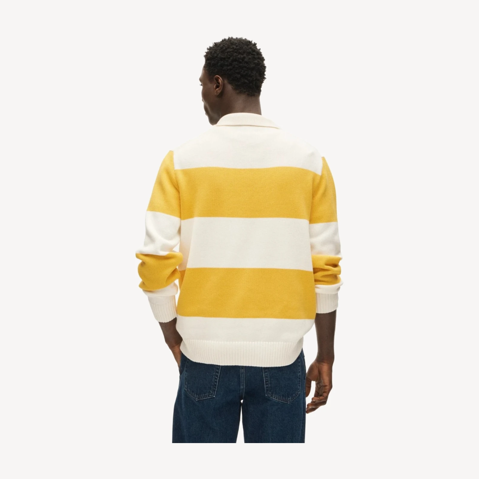 Heritage cotton quarter-zip sweater in stripe