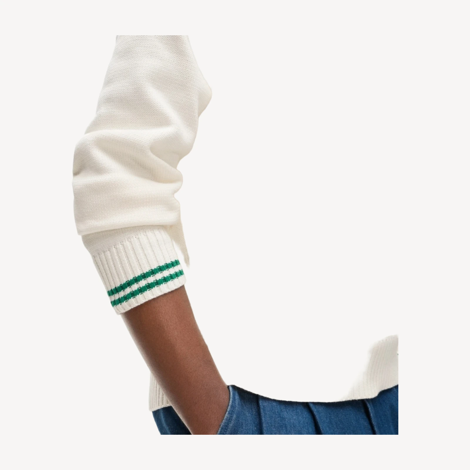 Tipped heritage cotton V-neck sweater