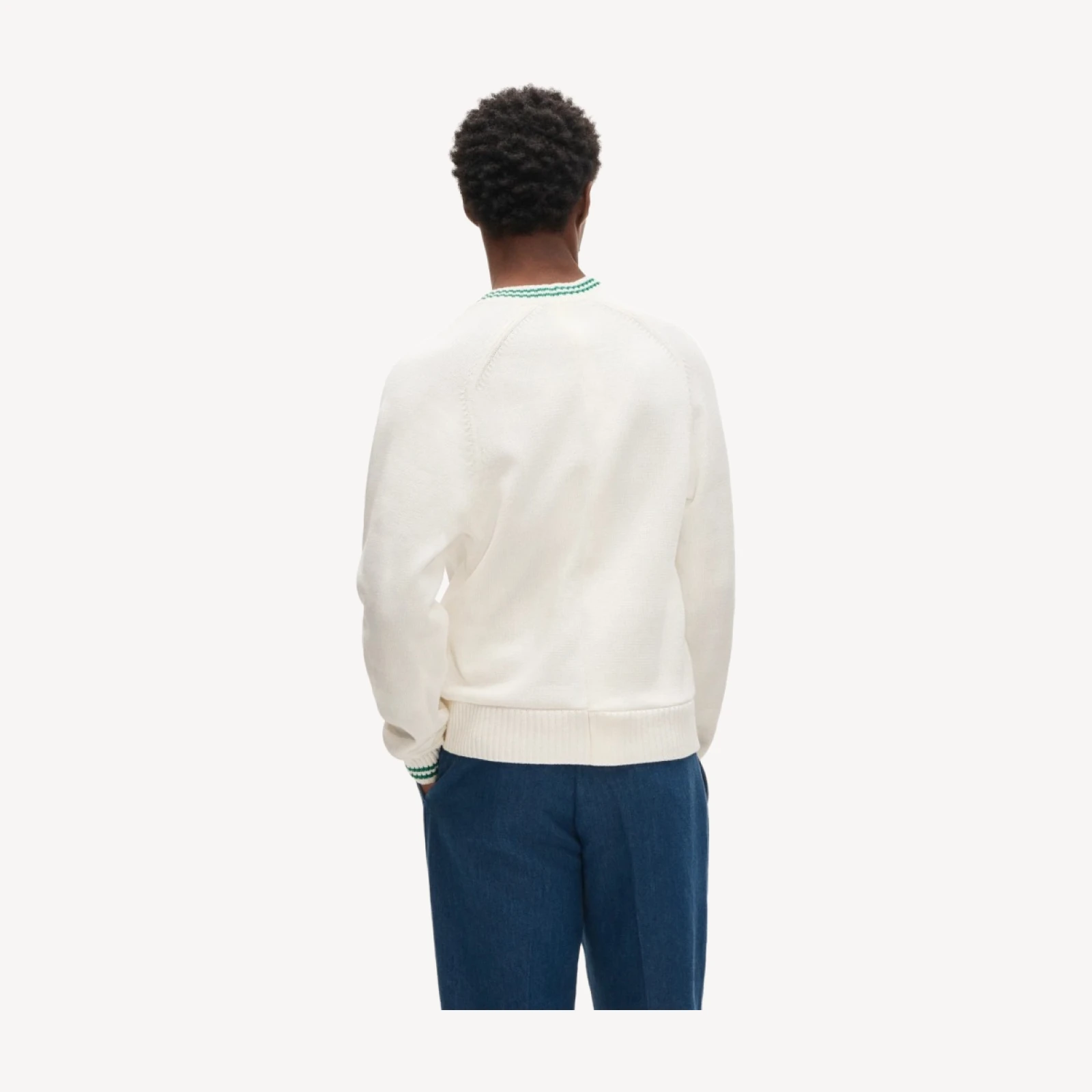 Tipped heritage cotton V-neck sweater