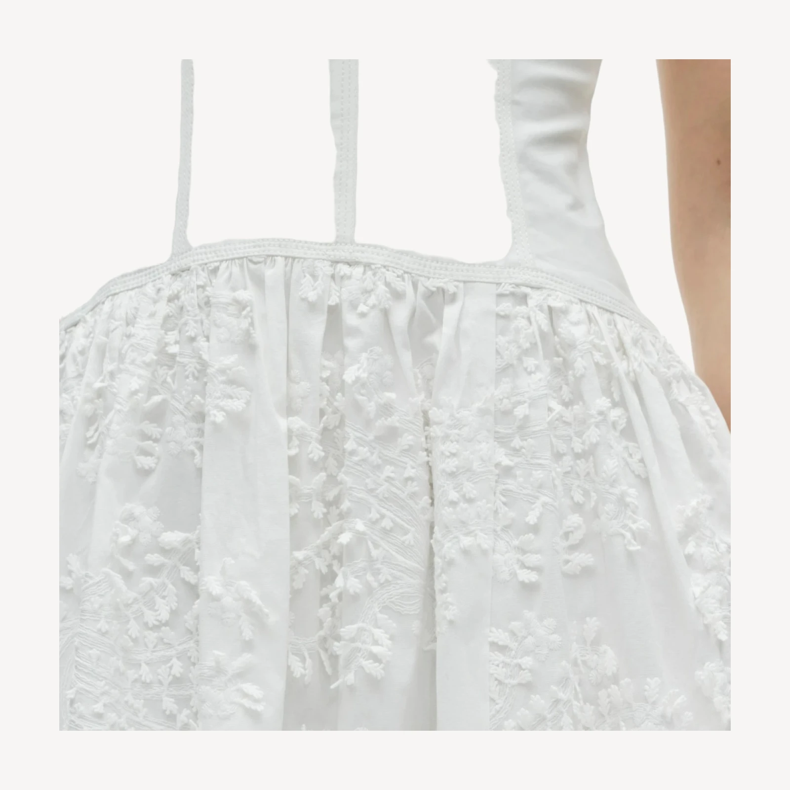 Collection drop-waist dress with embroidered poplin skirt