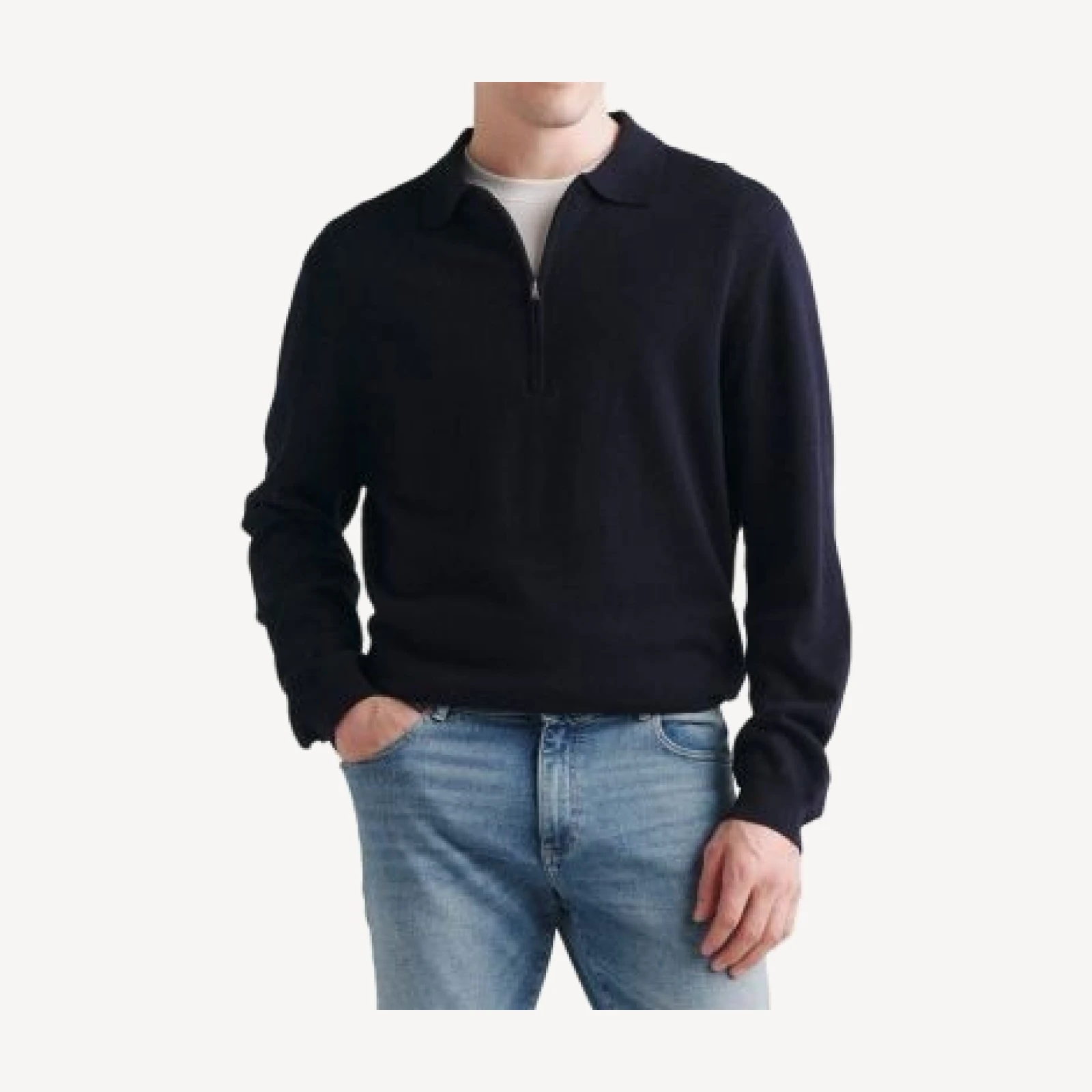 DL1961 Cotton & Cashmere Quarter Zip Polo Sweater