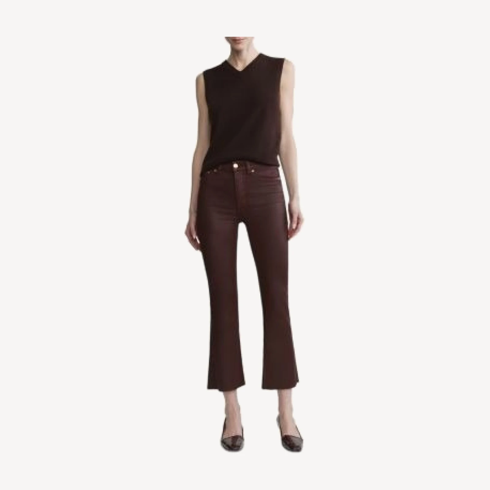 DL1961 Bridget Instasculpt High Rise Cropped Bootcut Jeans in Vin Rouge Coated
