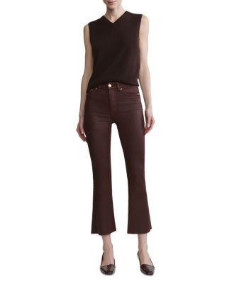 DL1961 Bridget Instasculpt High Rise Cropped Bootcut Jeans in Vin Rouge Coated