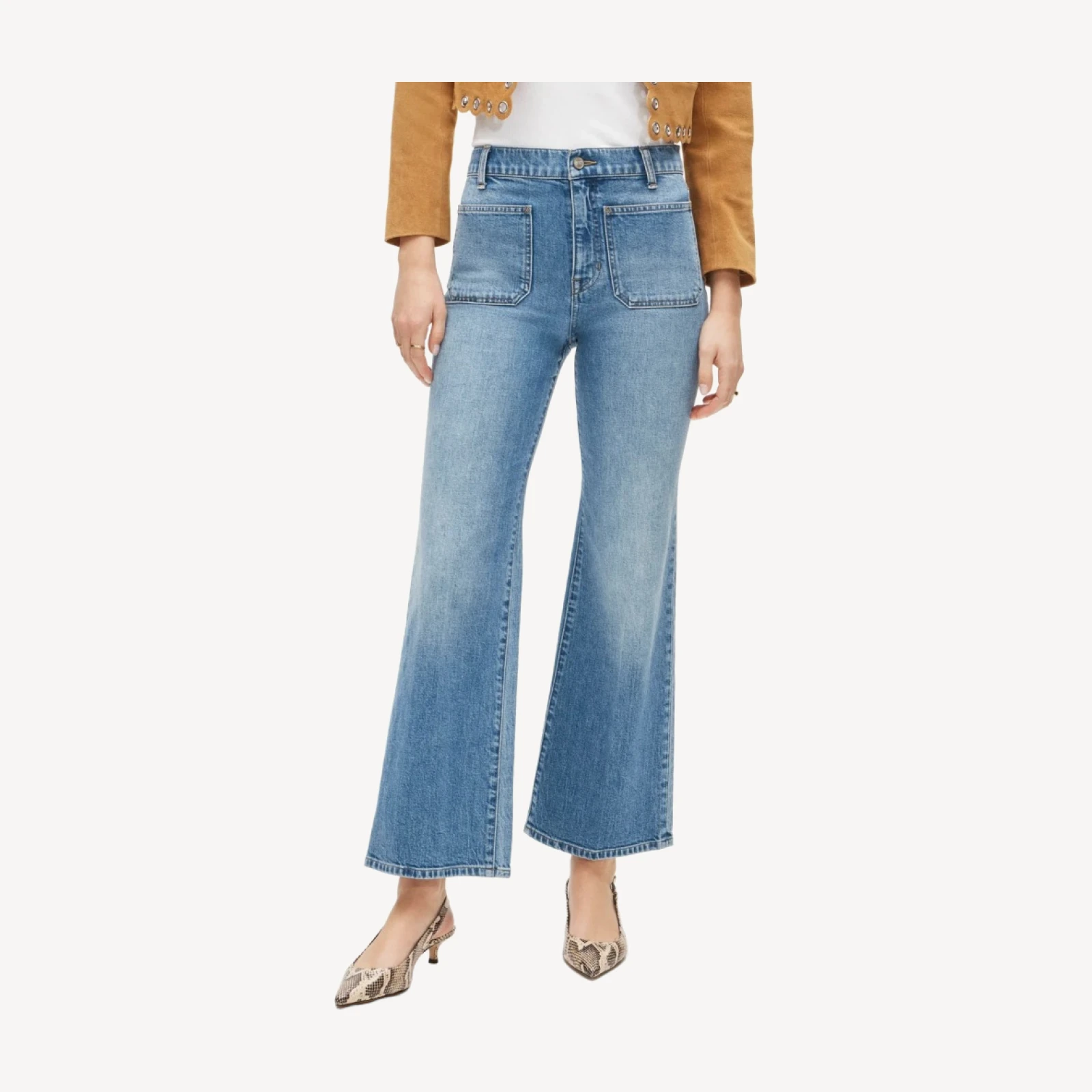 Charley kickout cropped jean in semi-stretch with patch pockets