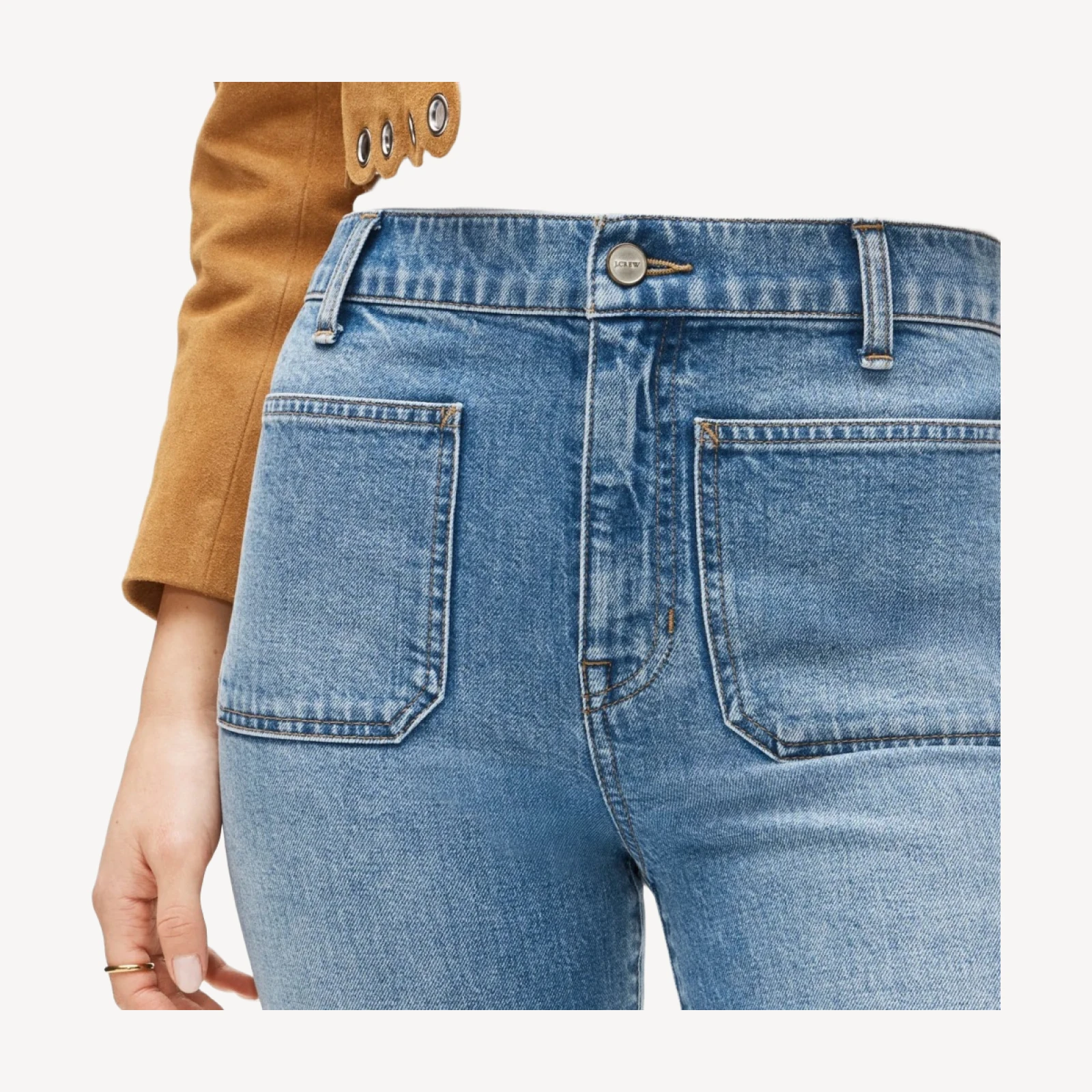 Charley kickout cropped jean in semi-stretch with patch pockets