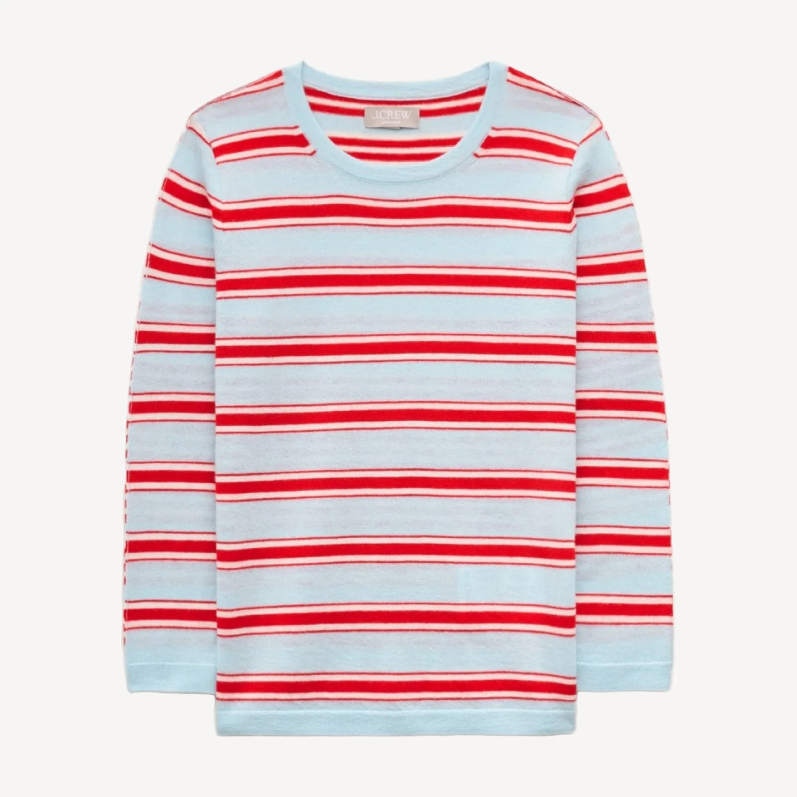 Featherweight cashmere crewneck in mixed stripe