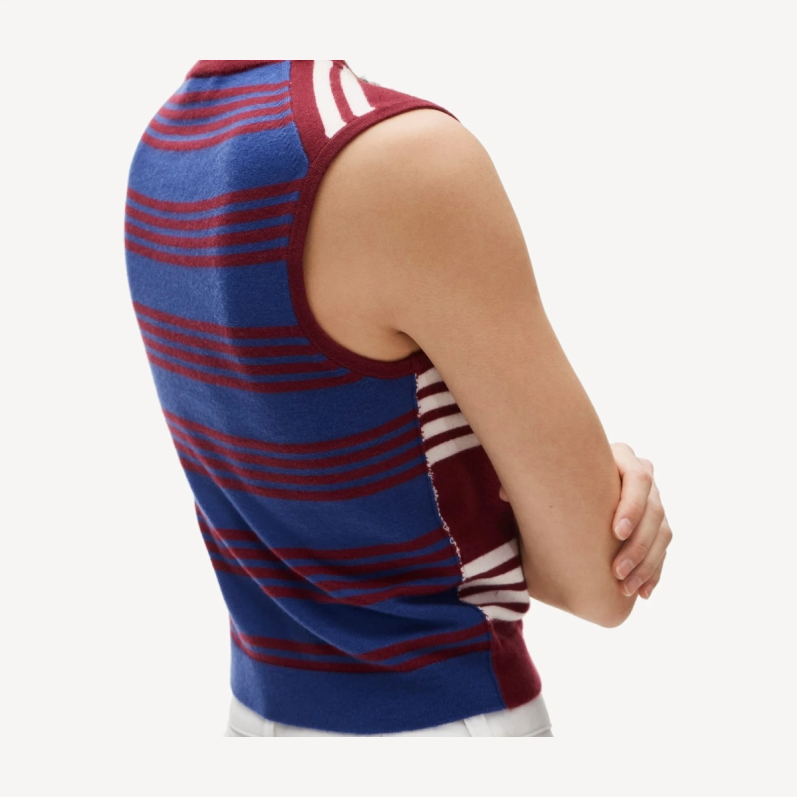 Featherweight cashmere-blend sweater shell in mixed stripe