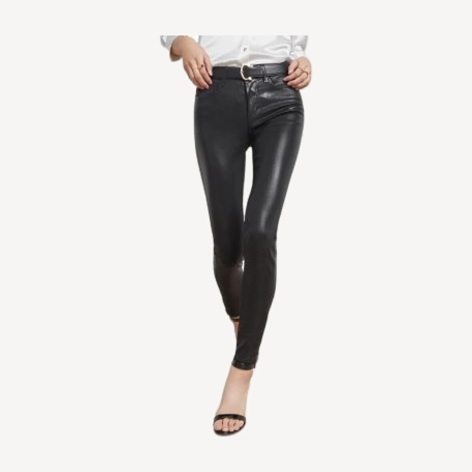 L'Agence Marguerite Coated High Rise Skinny Jeans in Black Coated
