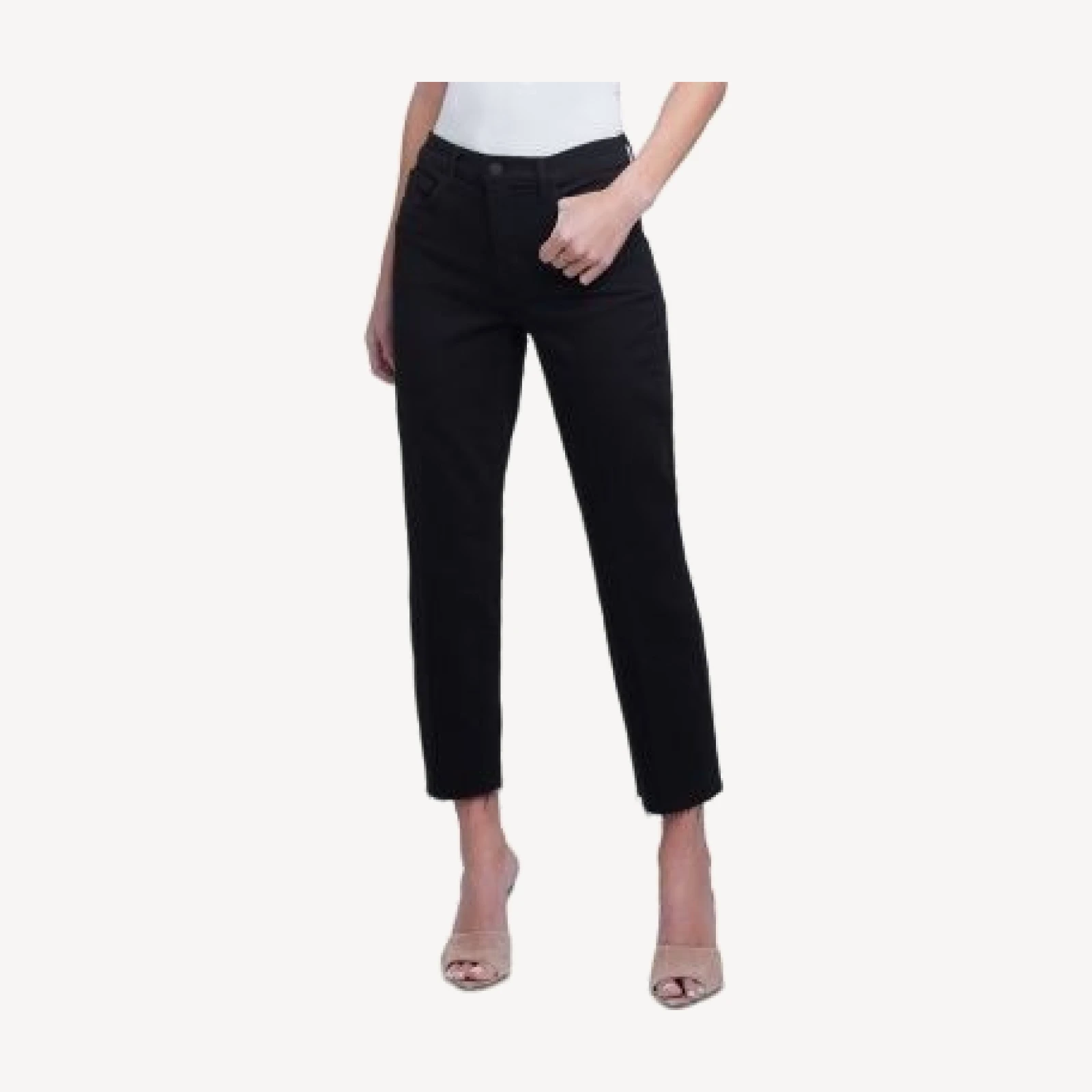 L'Agence Sada High Rise Cropped Straight Leg Jeans in Noir
