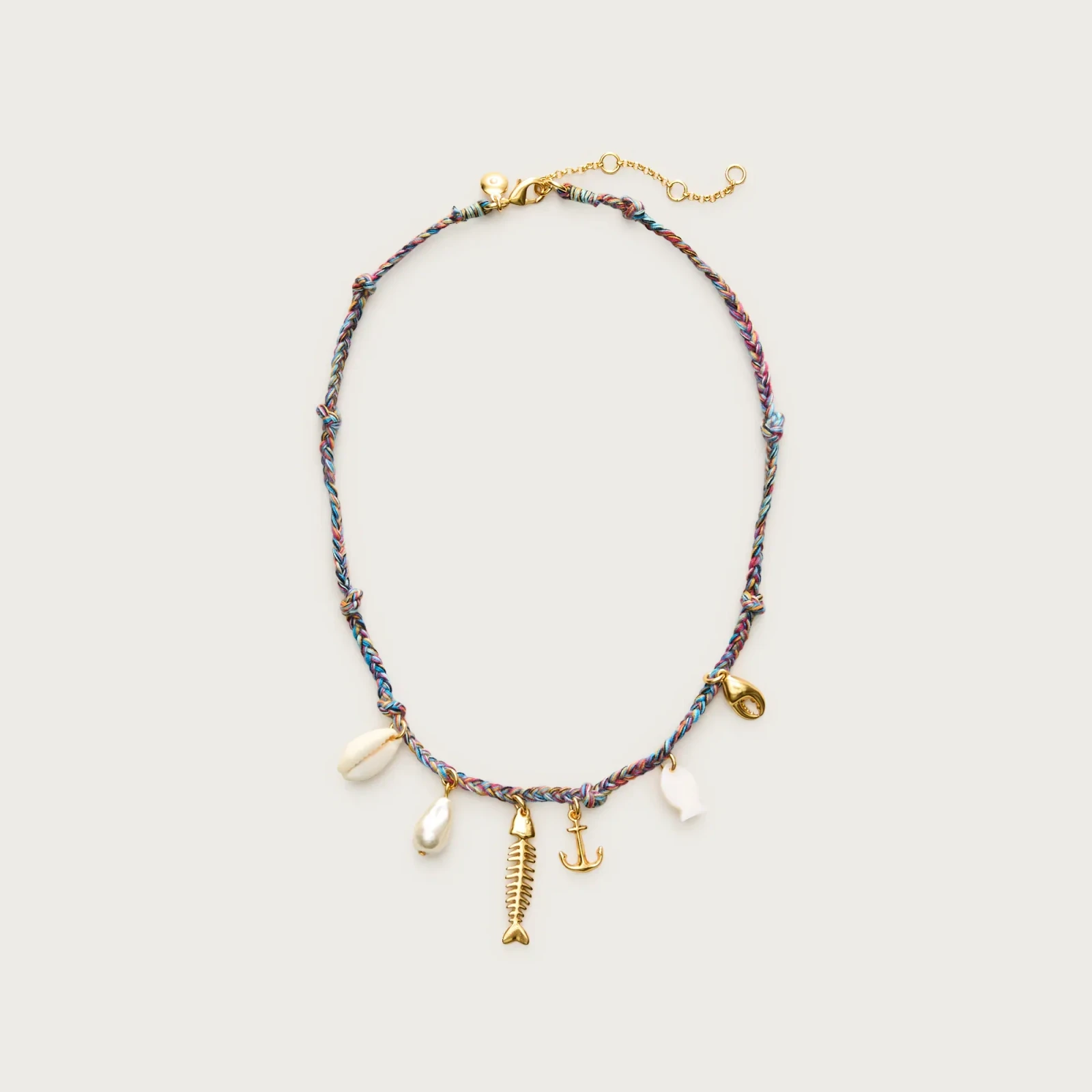 Braided fishbone charm necklace