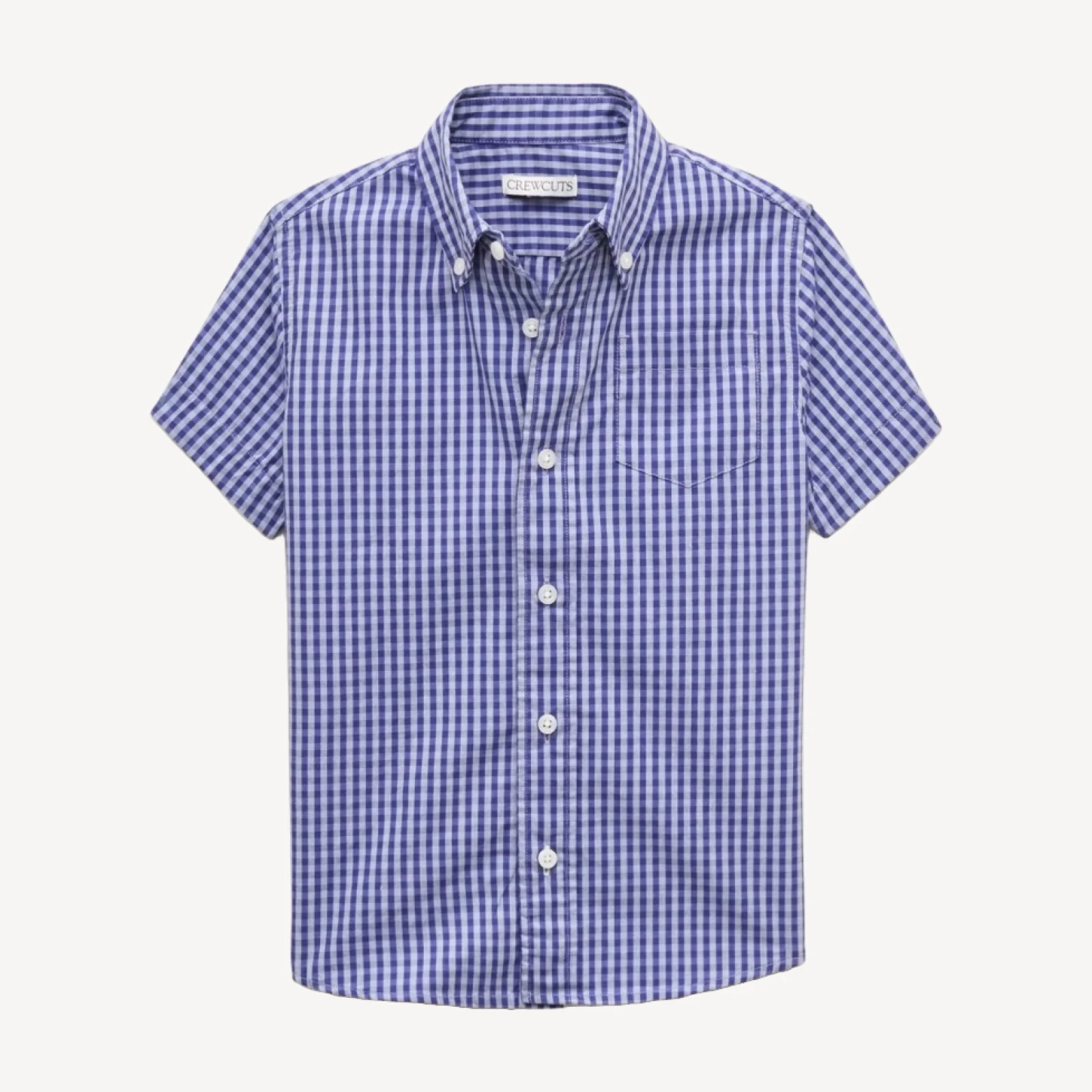 Kids' short-sleeve poplin button-down in gingham