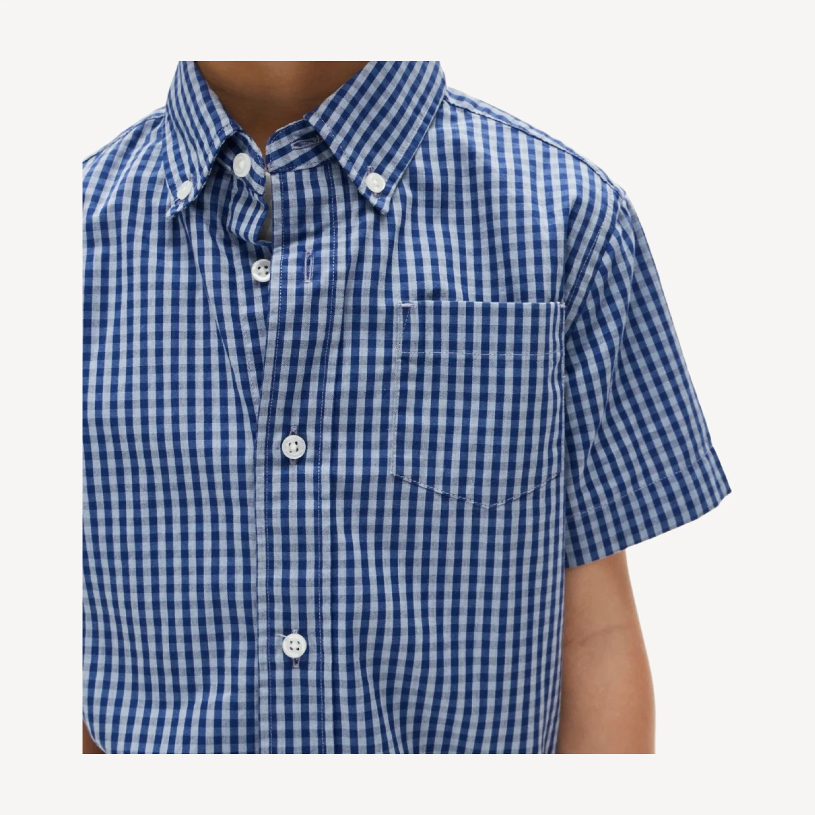 Kids' short-sleeve poplin button-down in gingham