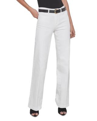 L'Agence Clayton High Rise Wide Leg Jeans in Blanc