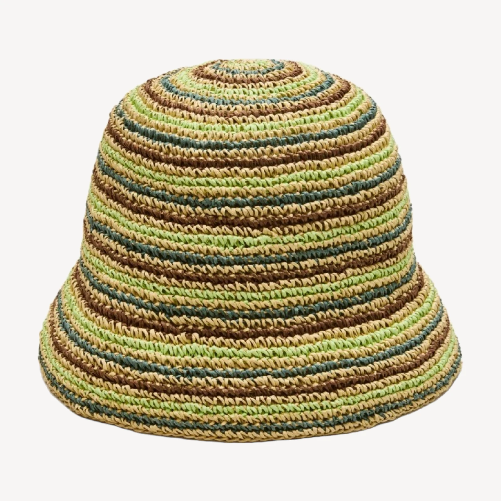 Handcrocheted straw hat in stripe