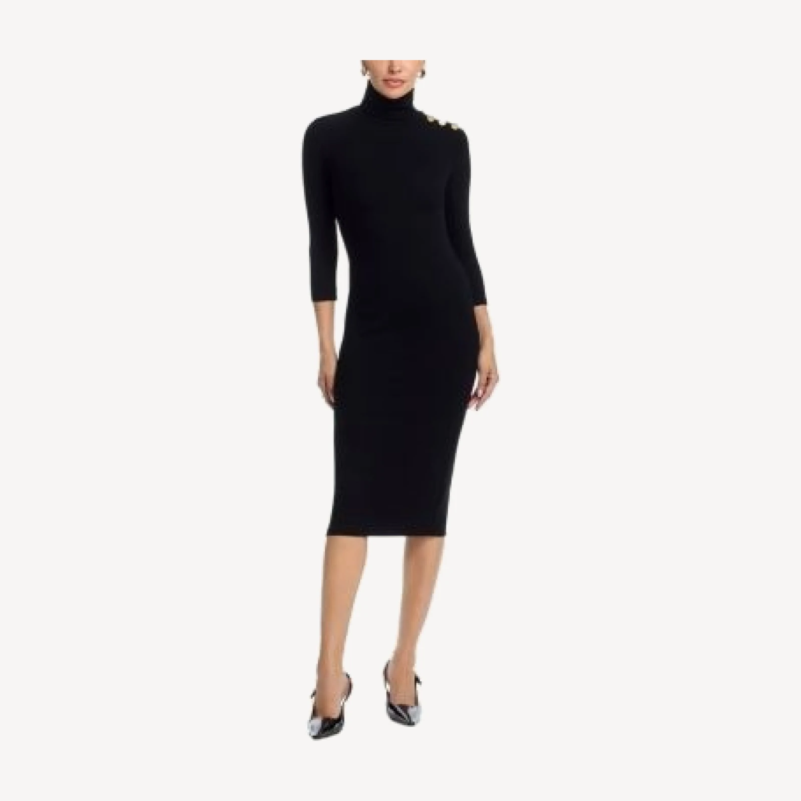 L'Agence Voletta Three Quarter Sleeve Turtleneck Dress