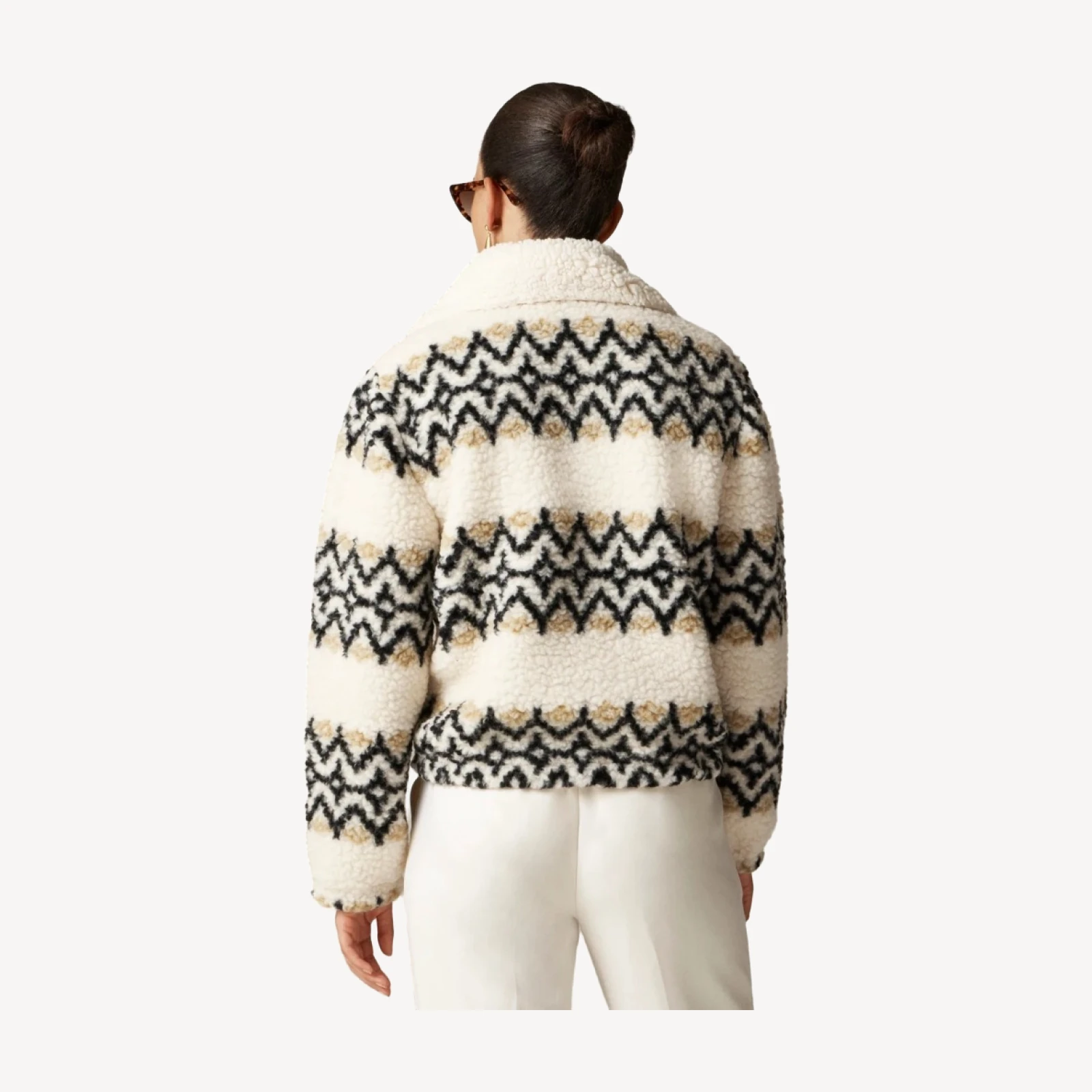 Jacquard-print sherpa half-zip fleece pullover