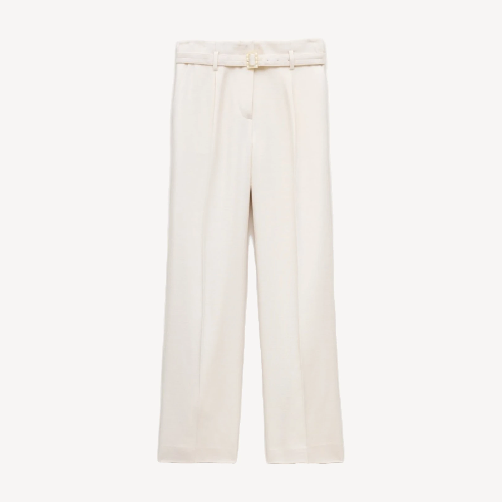 Wide-leg belted pant in luster canvas