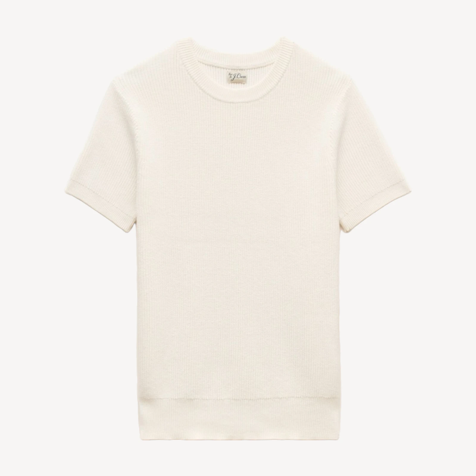Short-sleeve sweater in ribbed cotton-silk blend