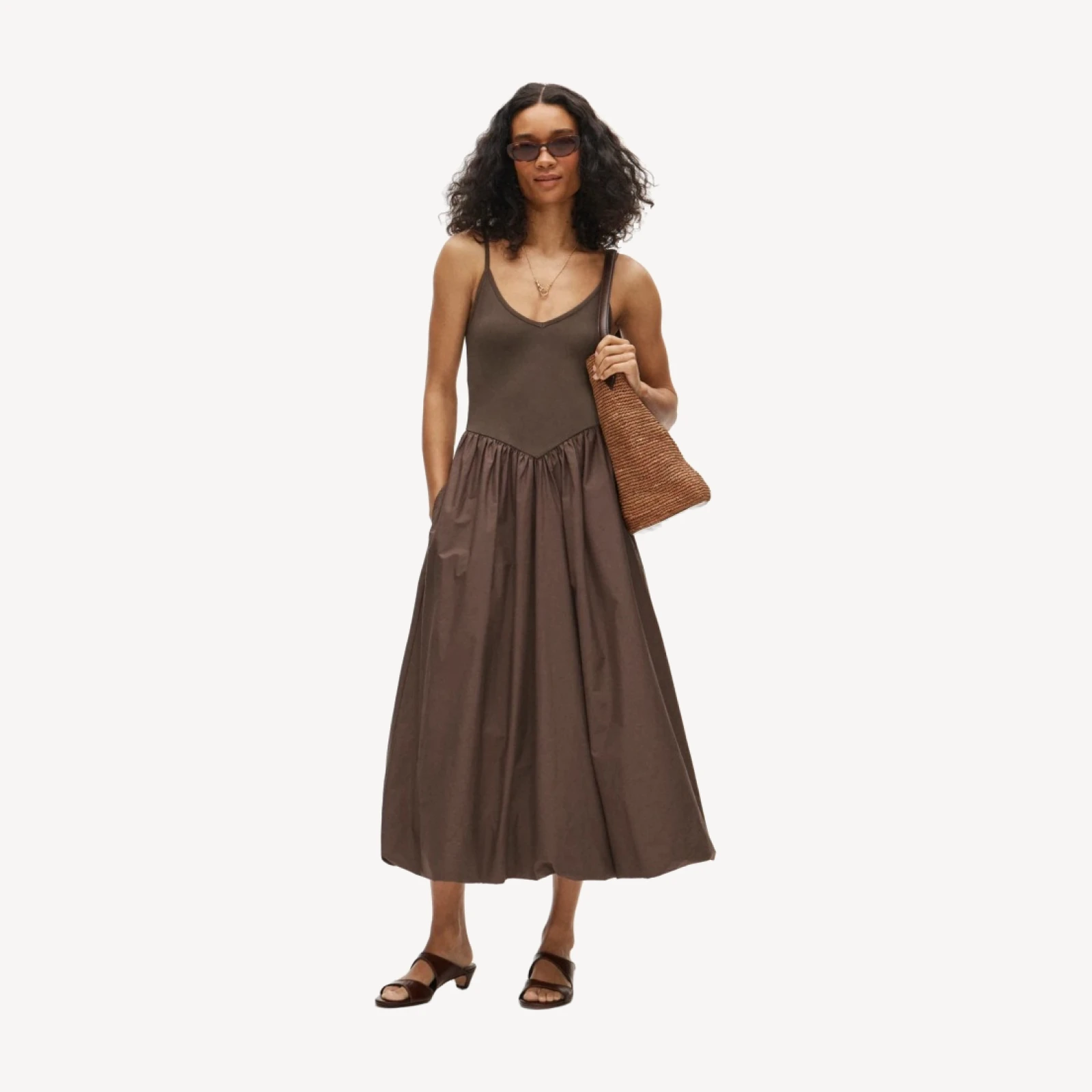 Basque-waist mixy dress