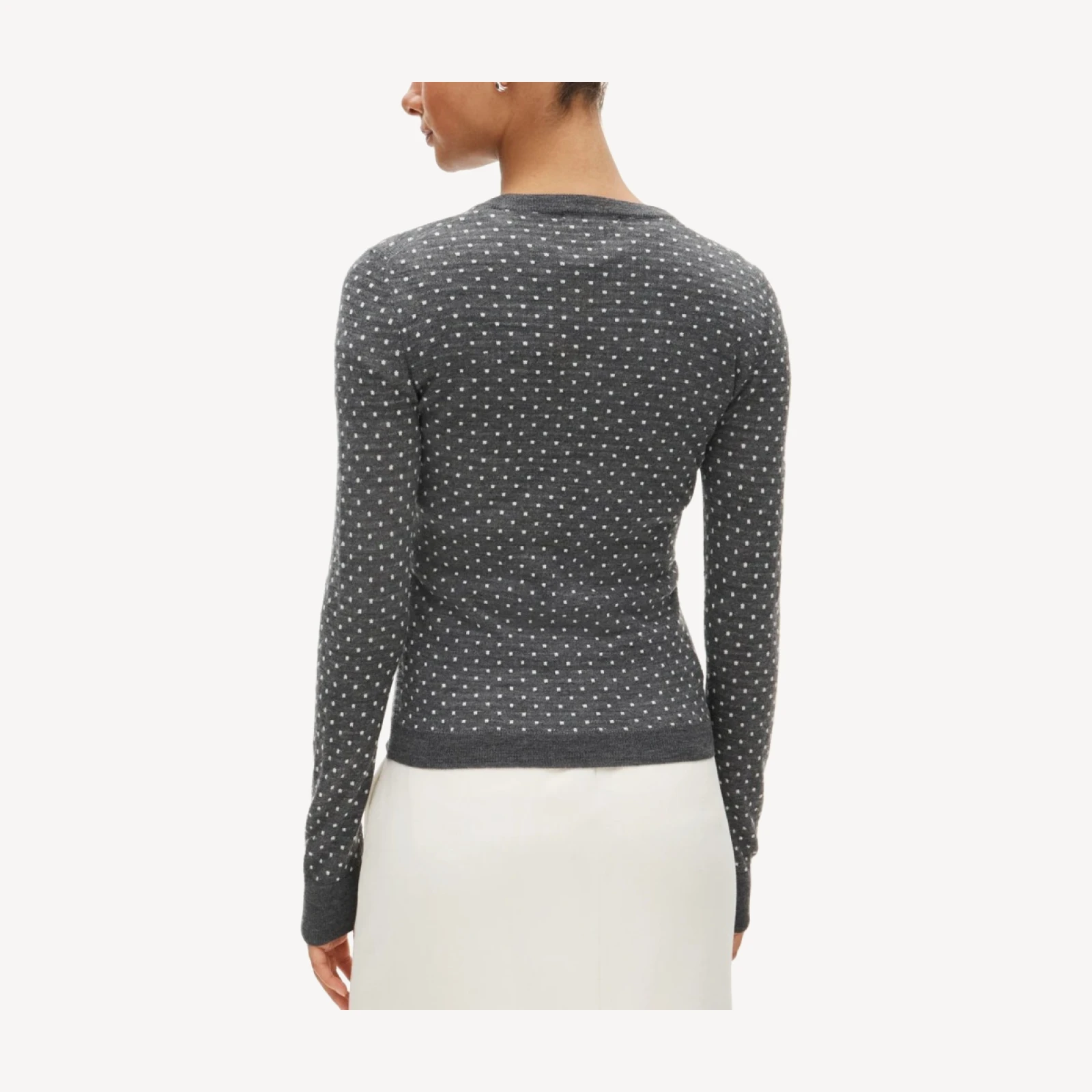 Carolyn fitted crewneck sweater in polka-dot merino wool