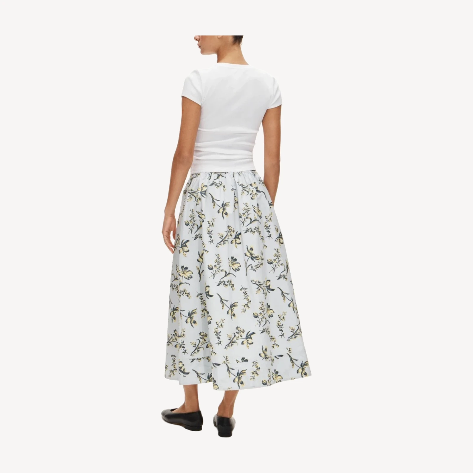 Tall pull-on midi skirt in cotton poplin floral