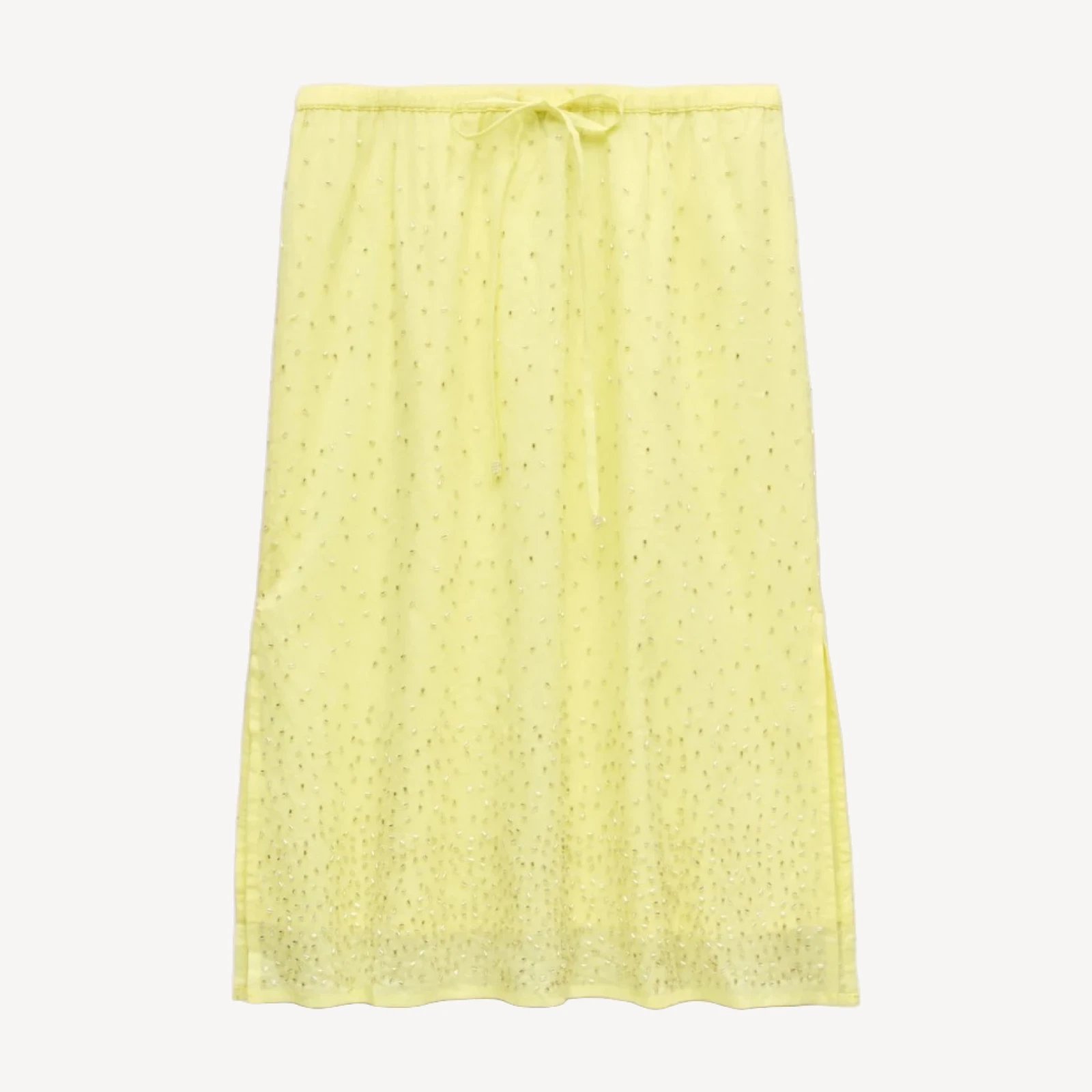Drawstring slip skirt in beaded cotton