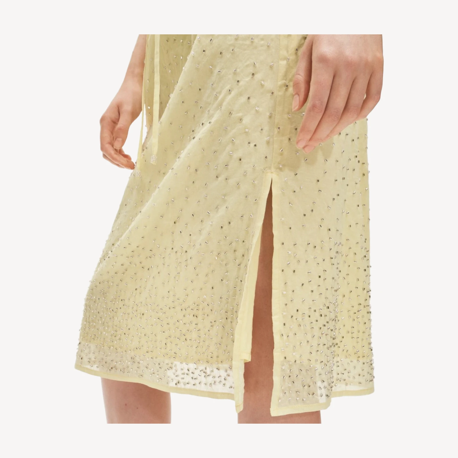 Drawstring slip skirt in beaded cotton