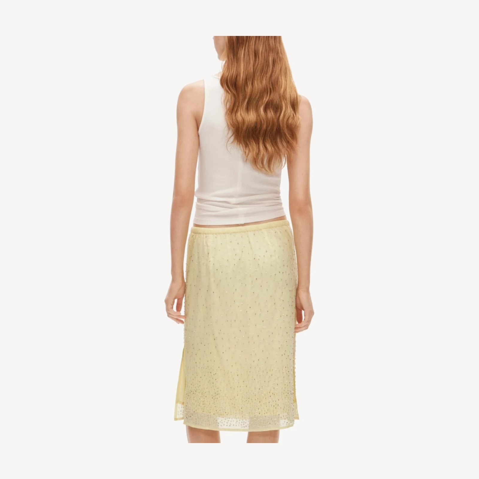 Drawstring slip skirt in beaded cotton