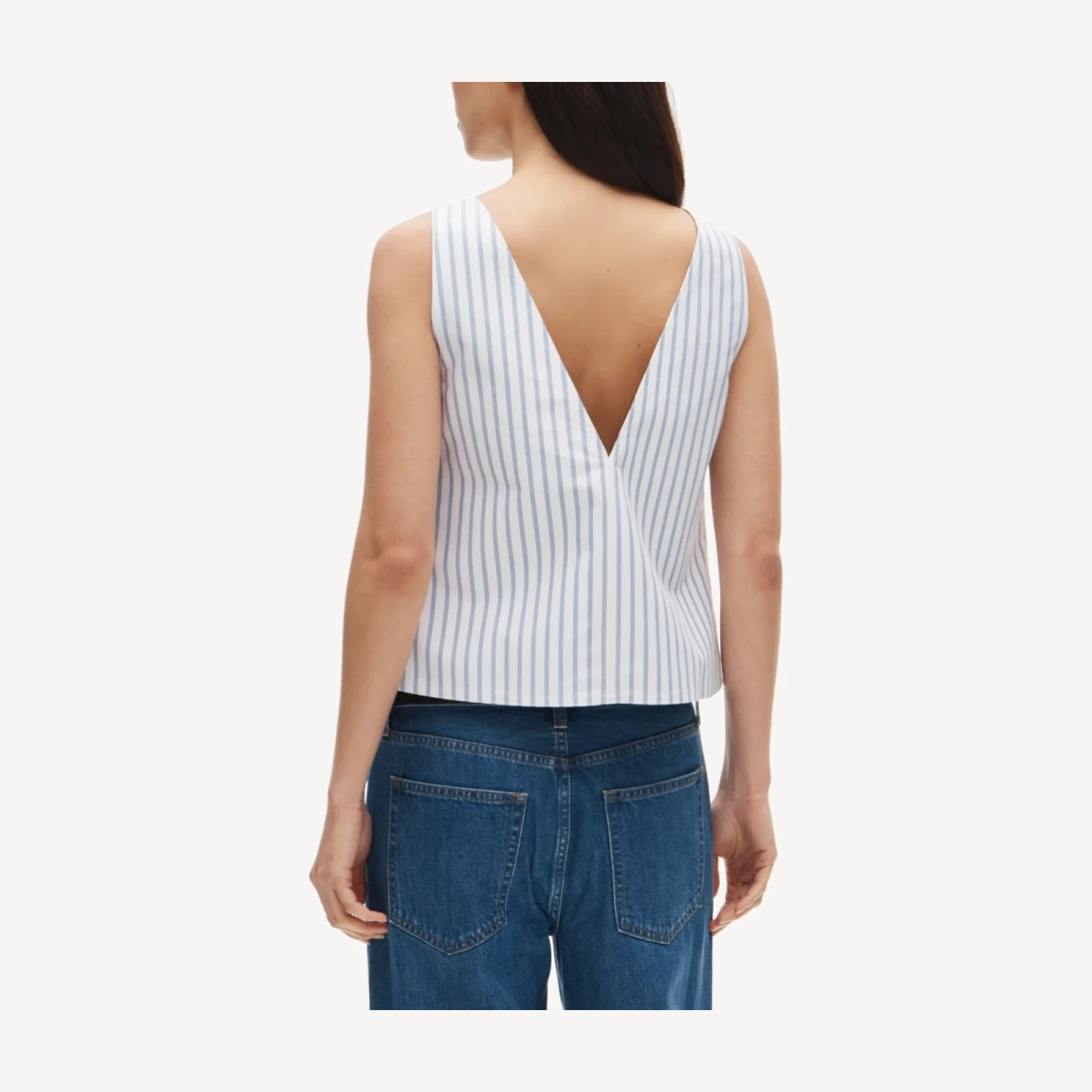 Shell top in striped double cotton poplin