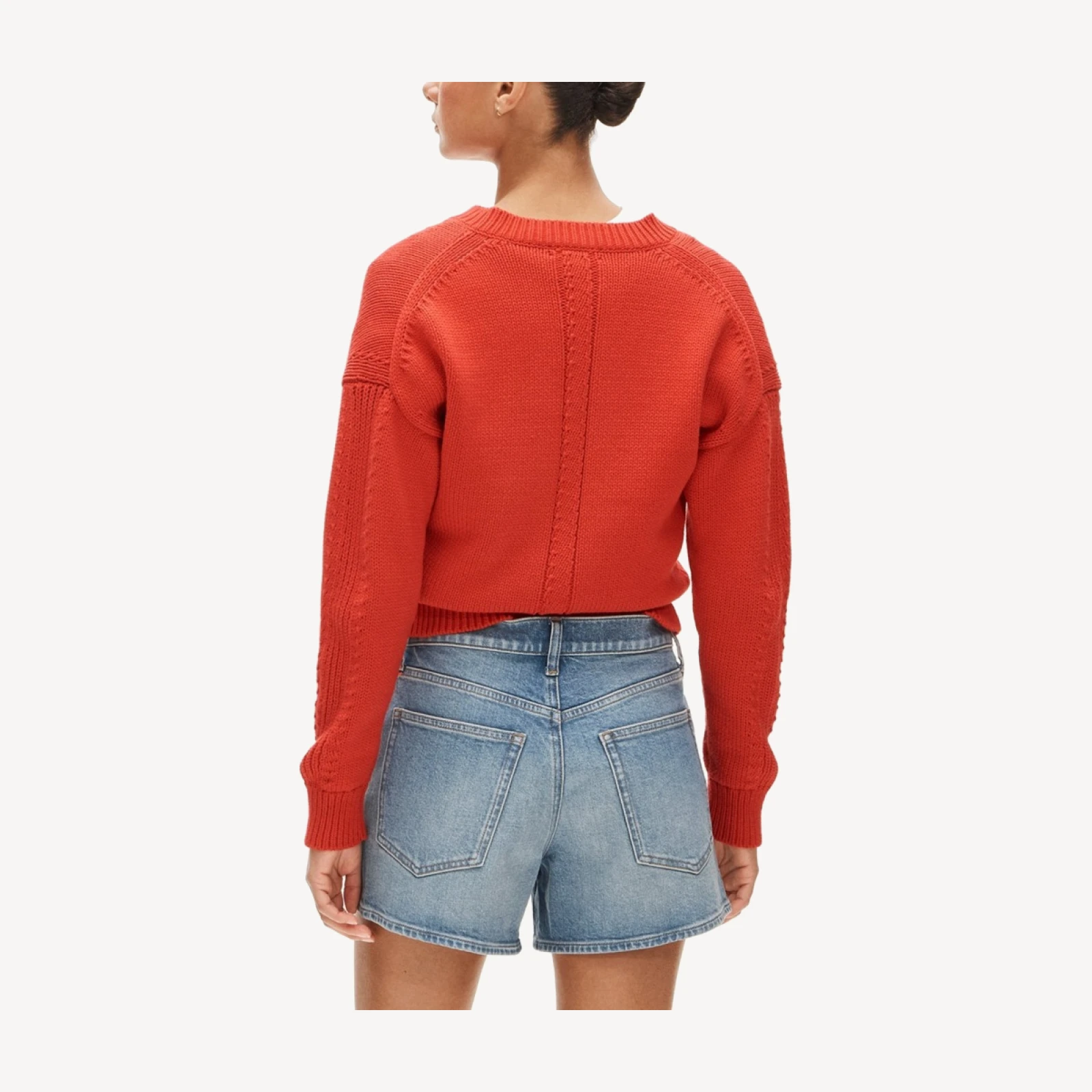 High-rise denim short
