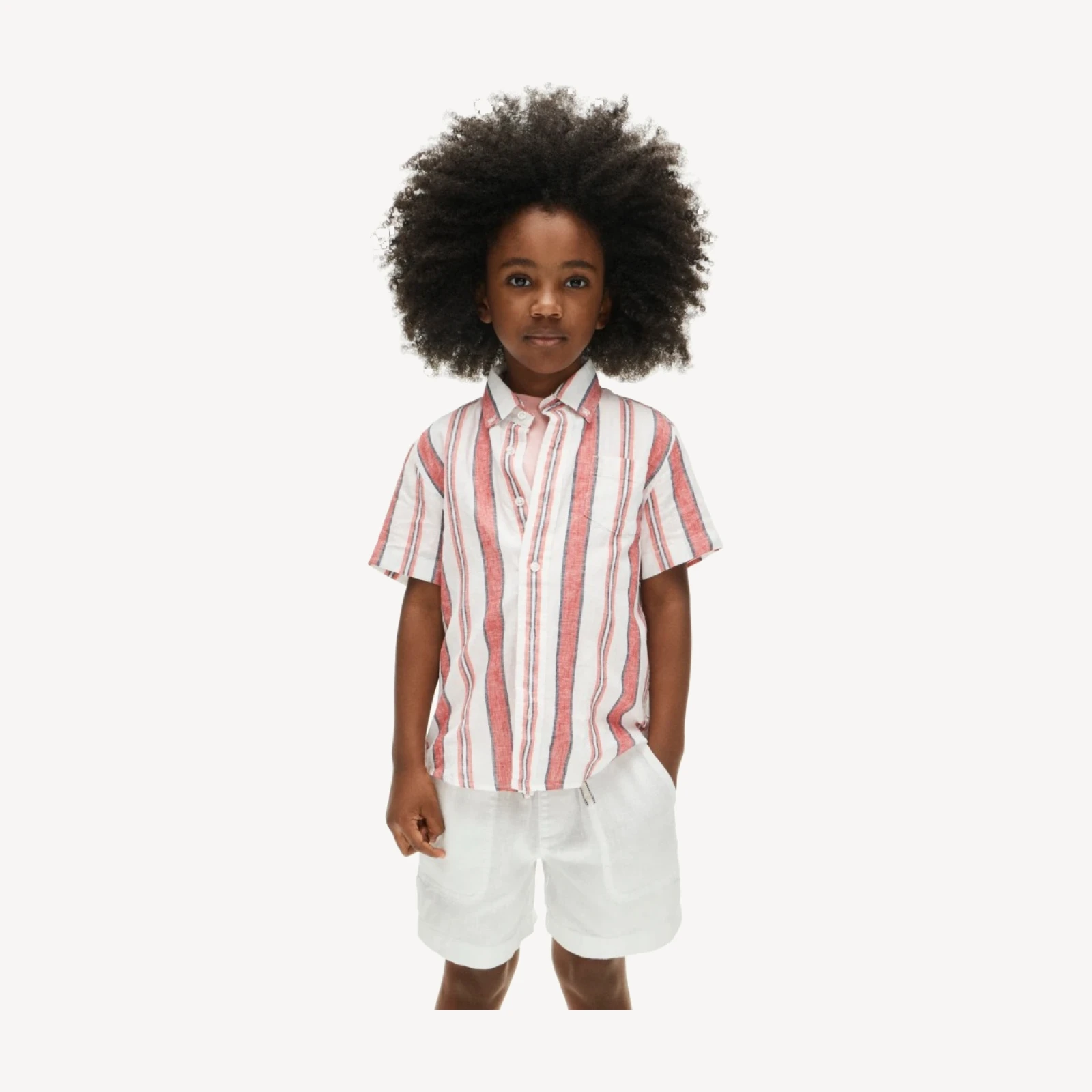 Kids' short-sleeve shirt in linen blend