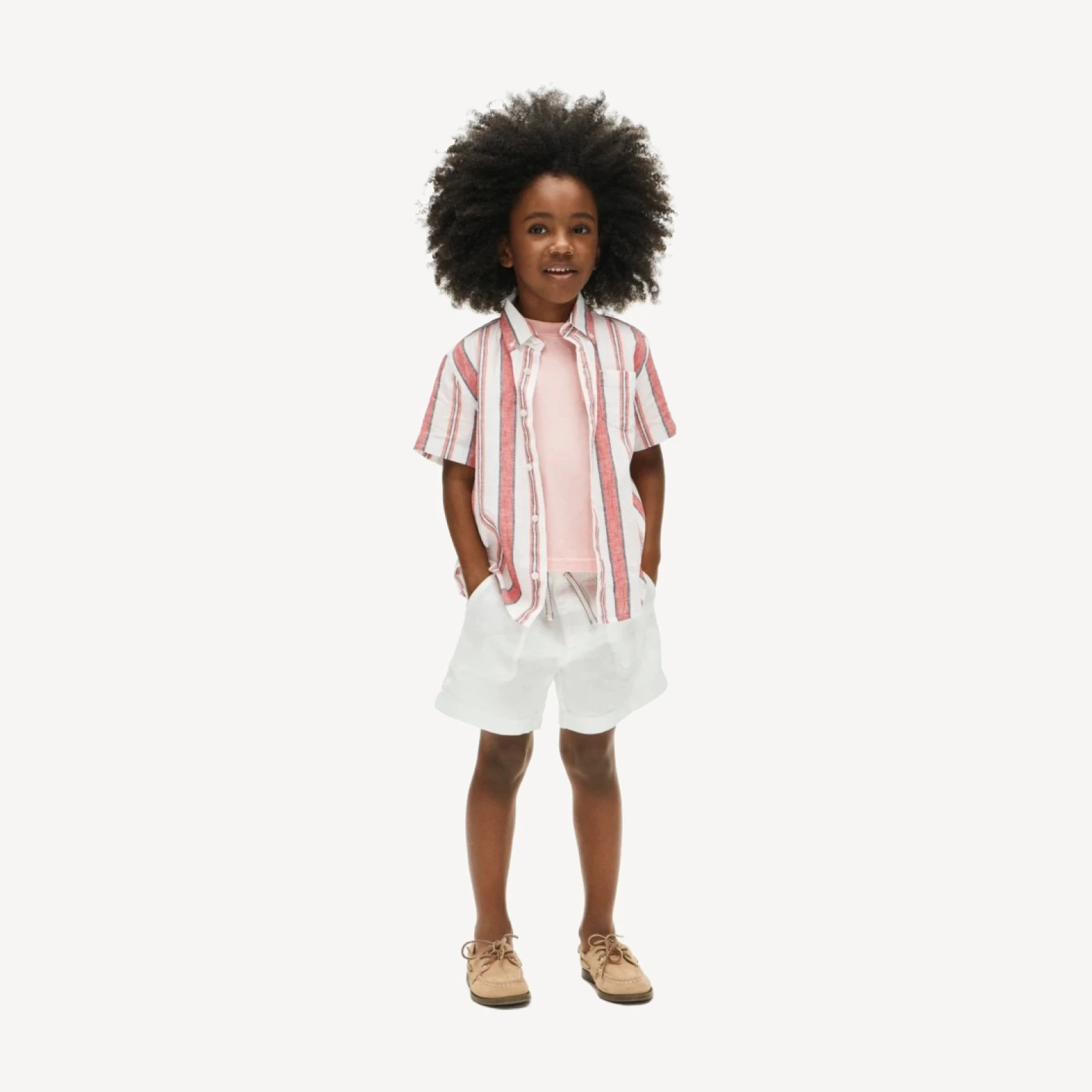 Kids' short-sleeve shirt in linen blend