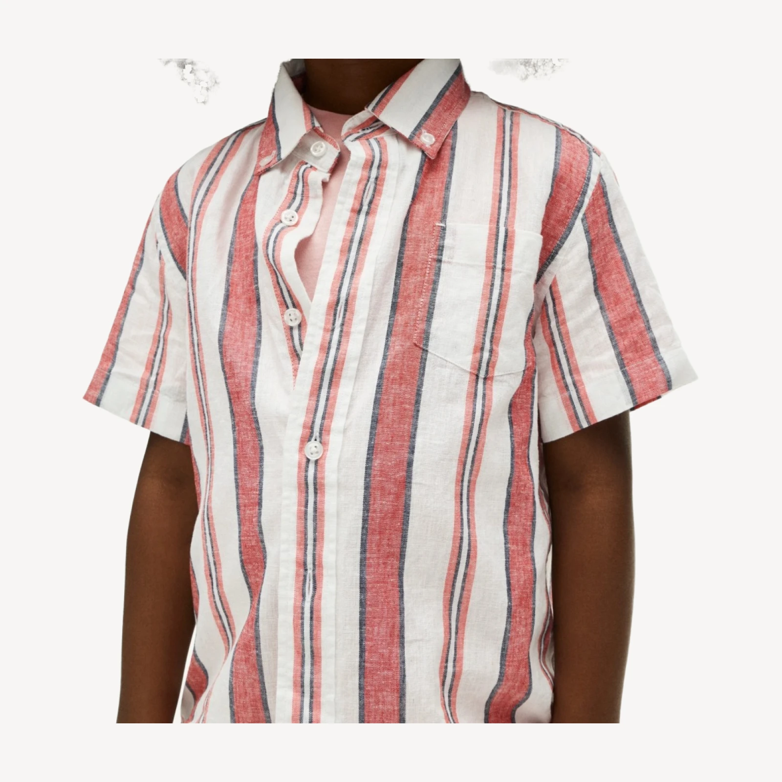 Kids' short-sleeve shirt in linen blend