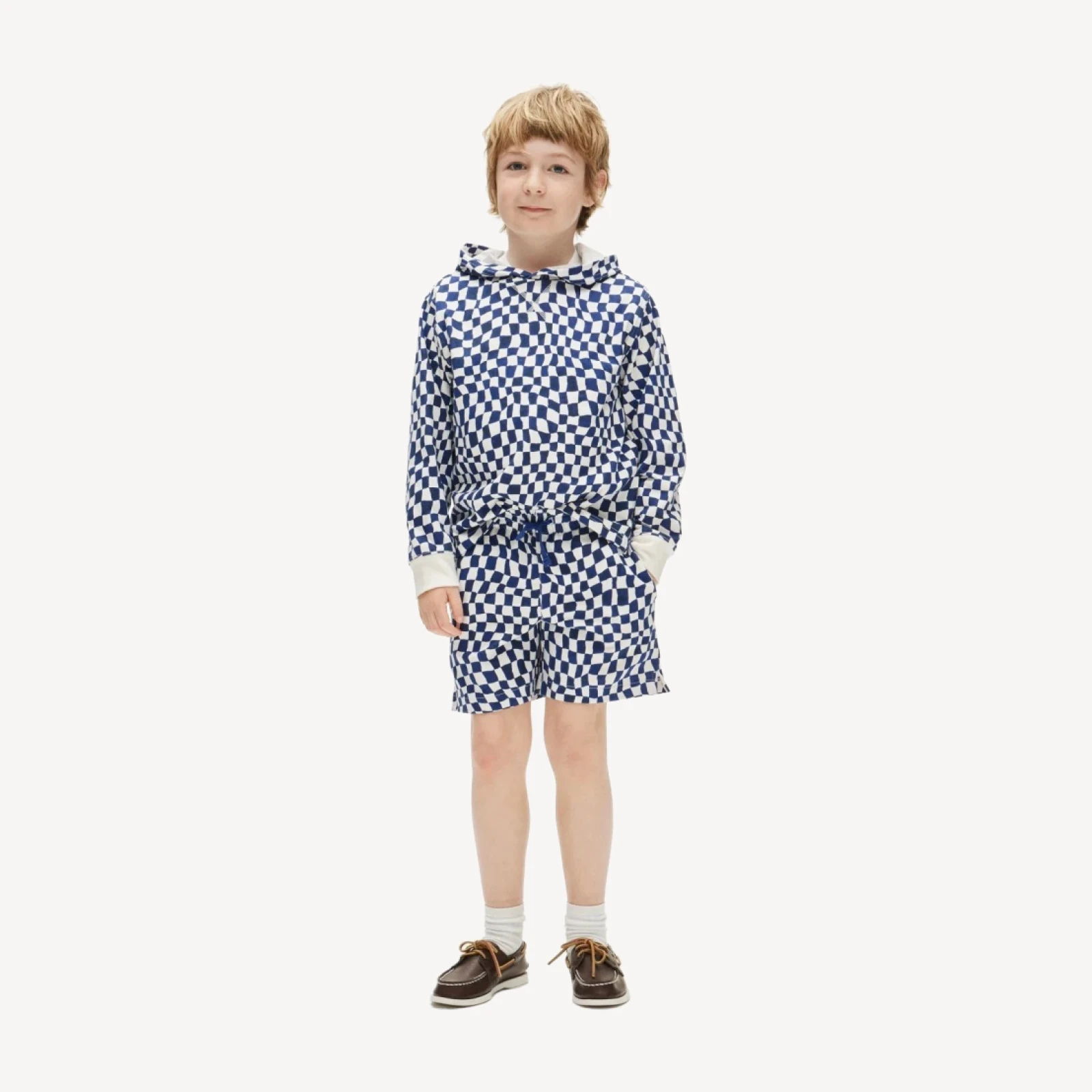 Kids' lightweight cotton pull-on short in checkerboard