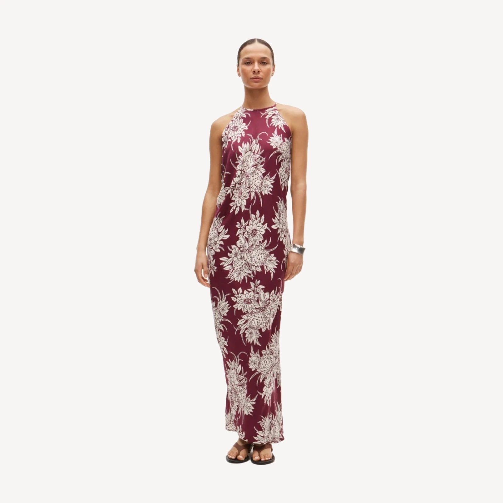 Halter dress in pineapple garden print