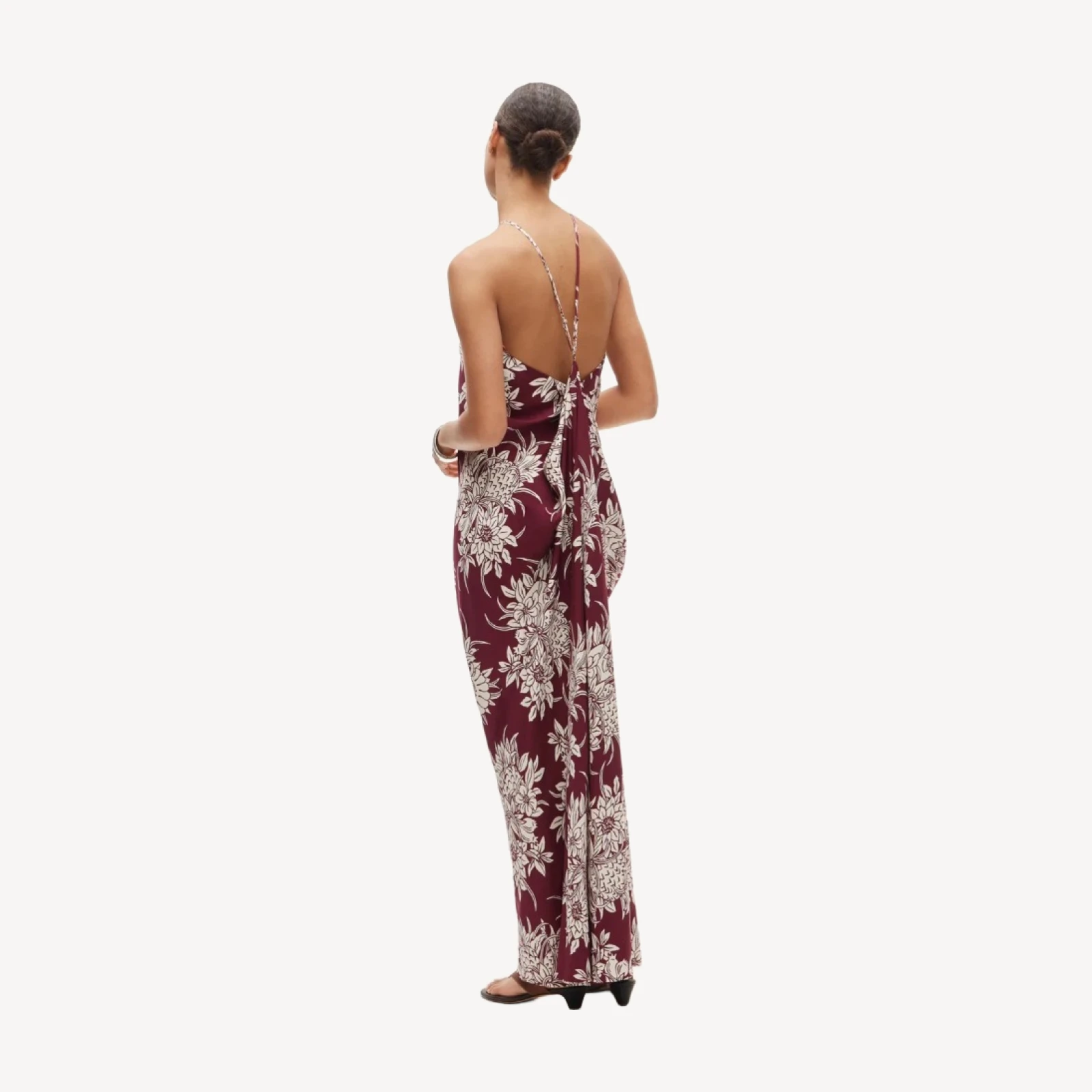 Halter dress in pineapple garden print