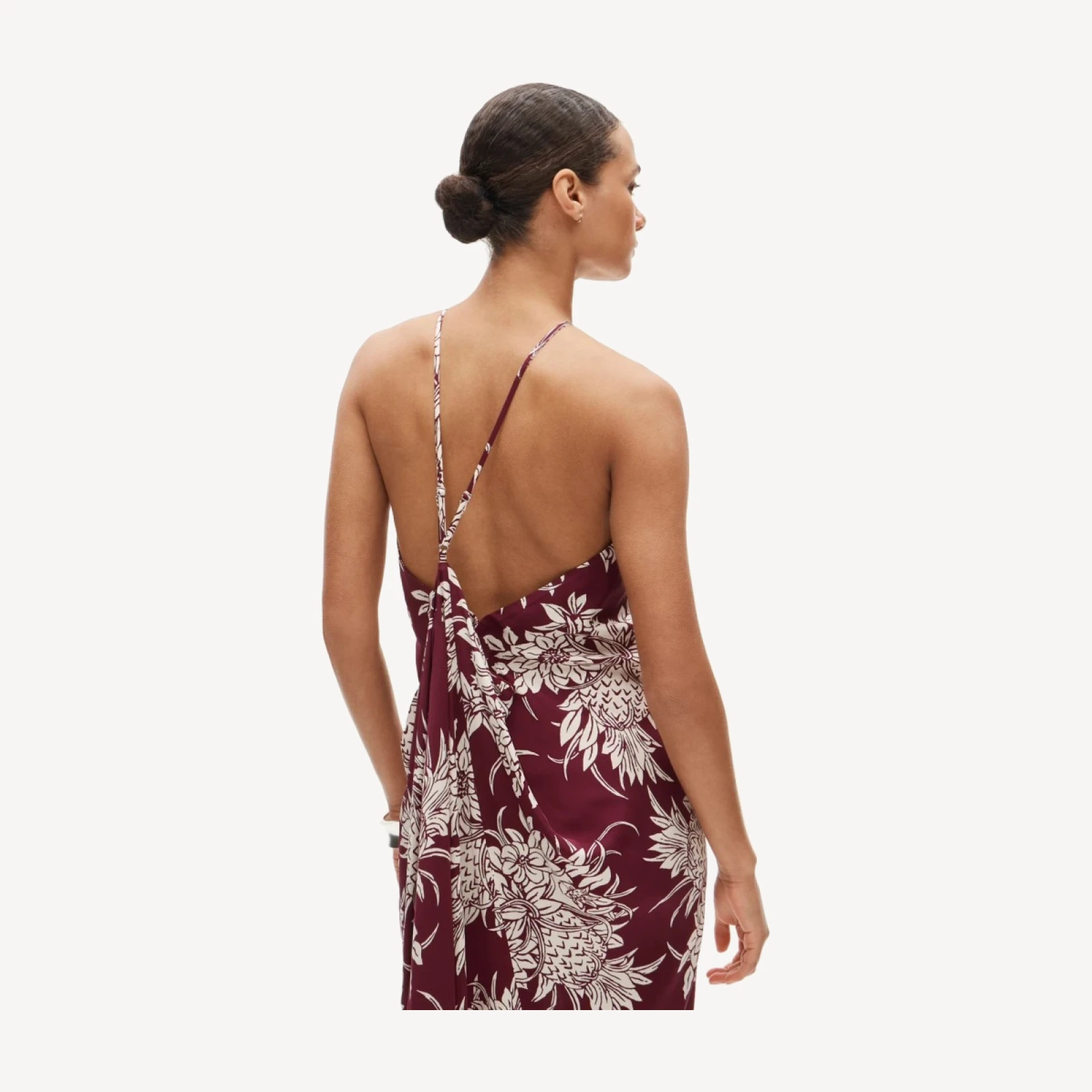 Halter dress in pineapple garden print