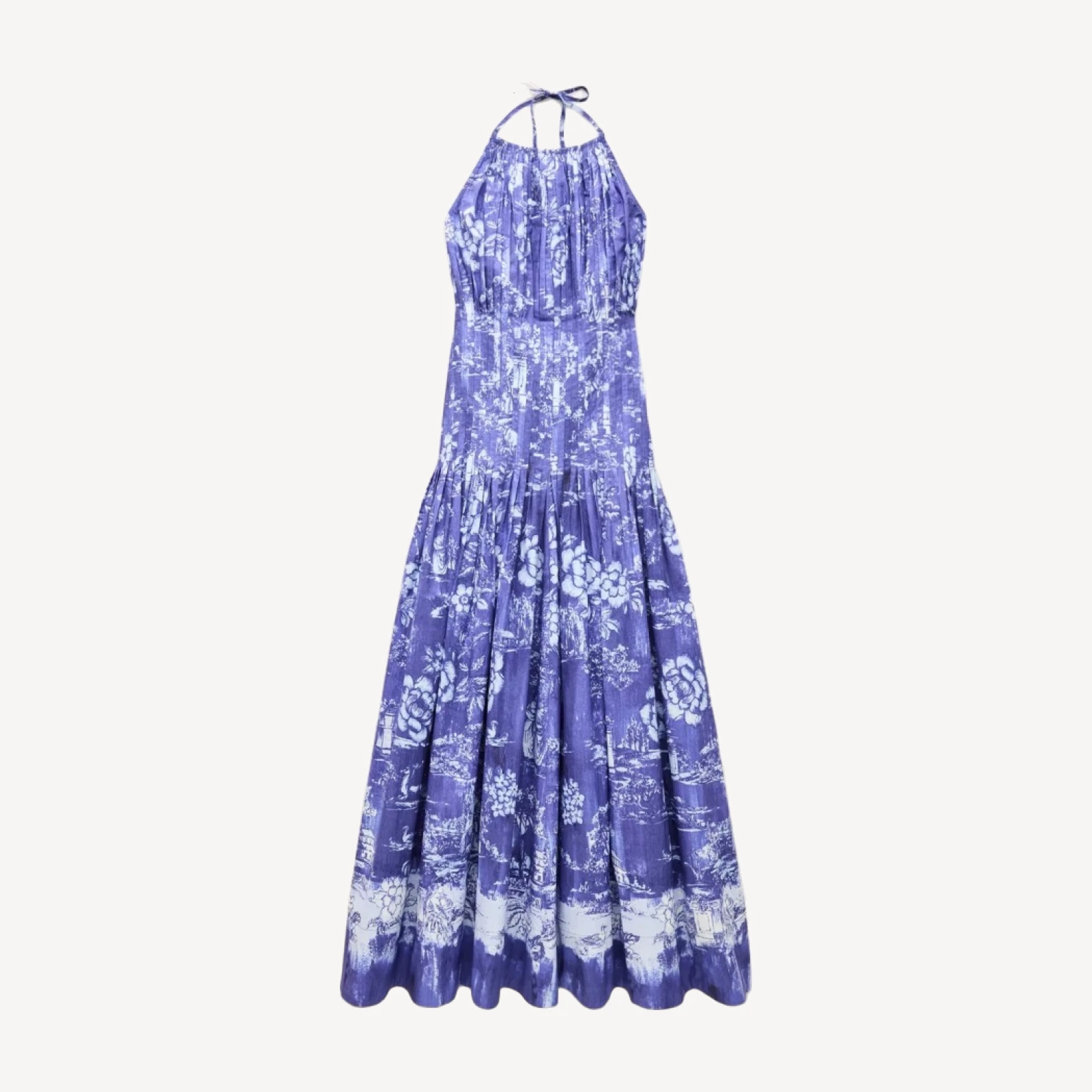Open-back halter dress in cotton poplin