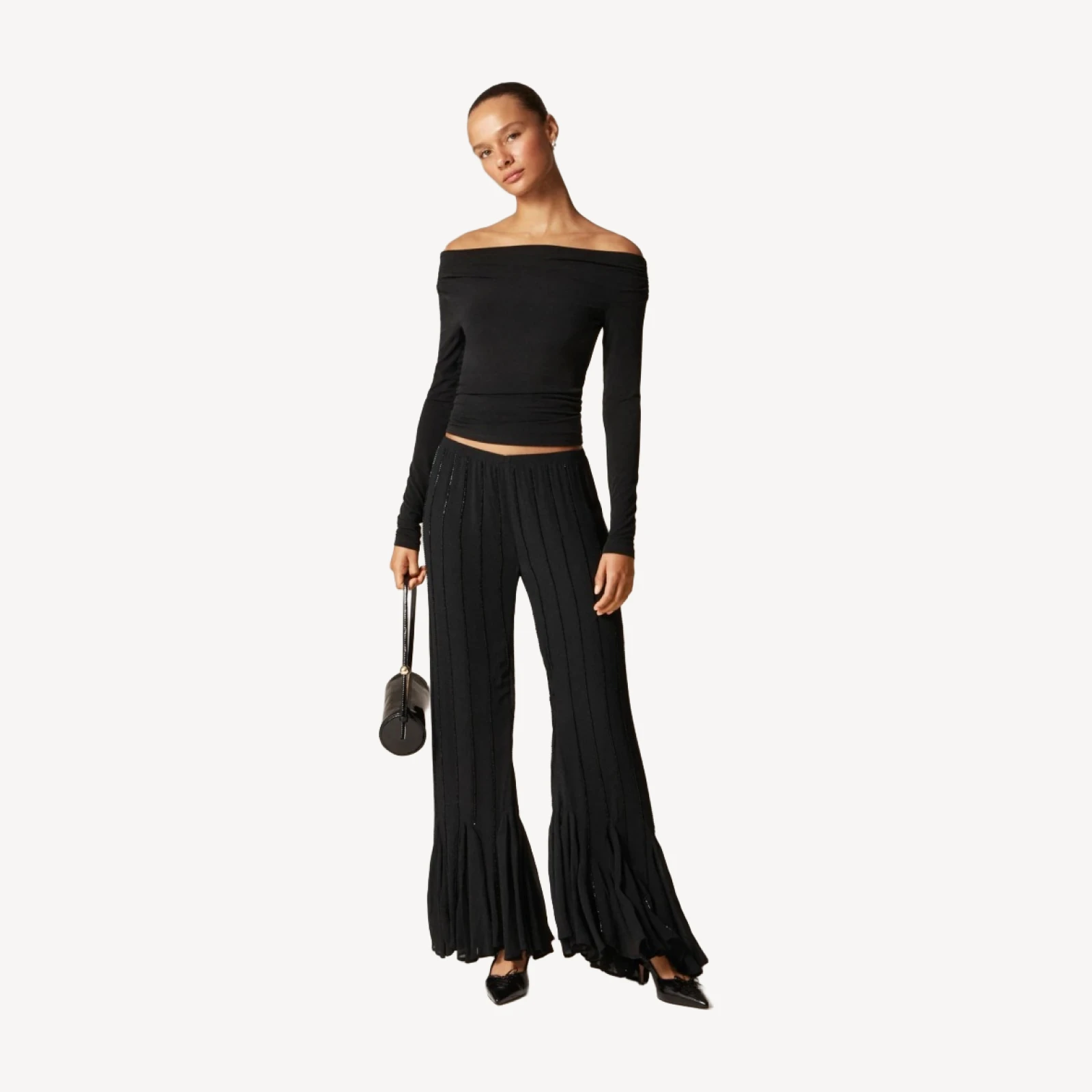 Collection beaded Cosmo pant with flounce hem