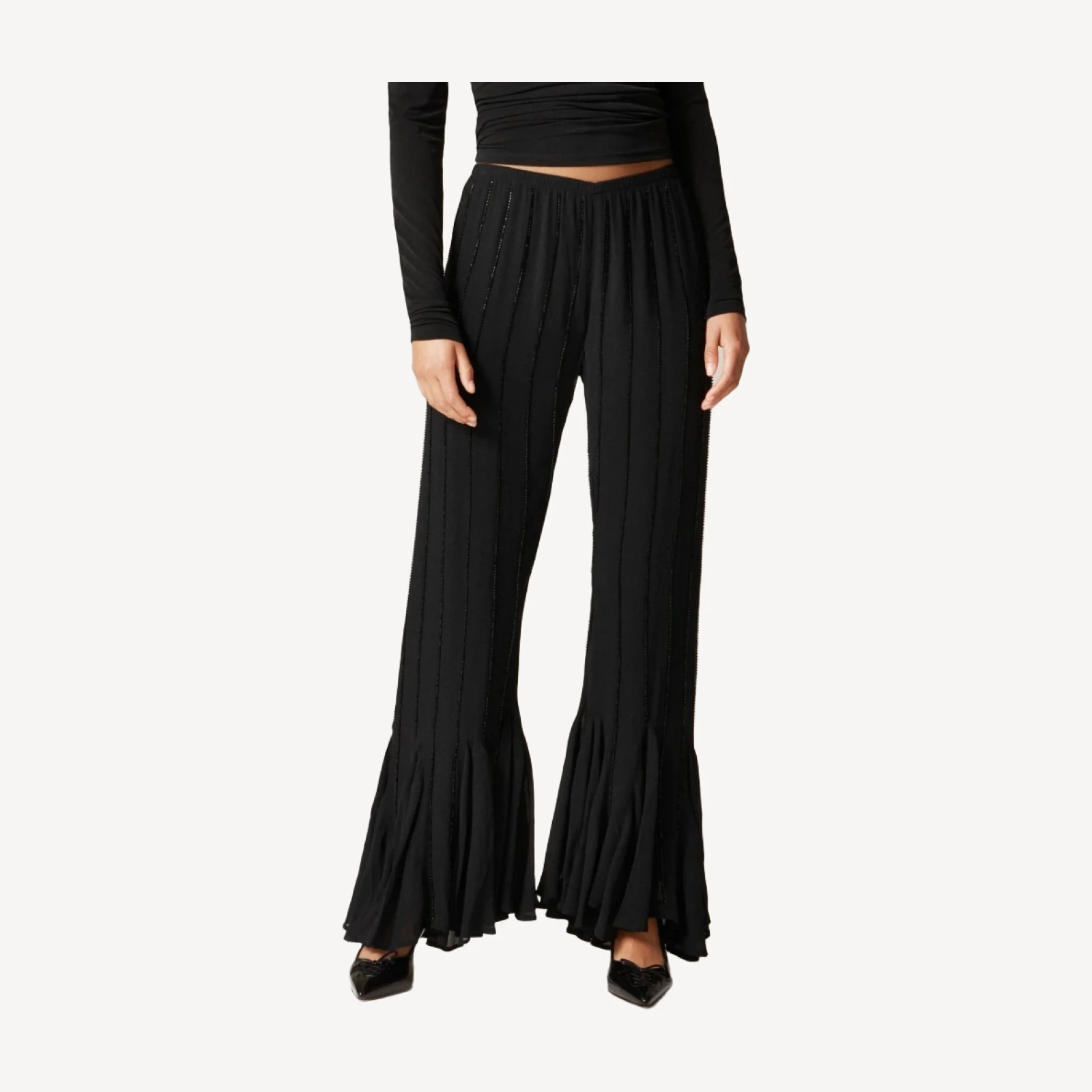Collection beaded Cosmo pant with flounce hem
