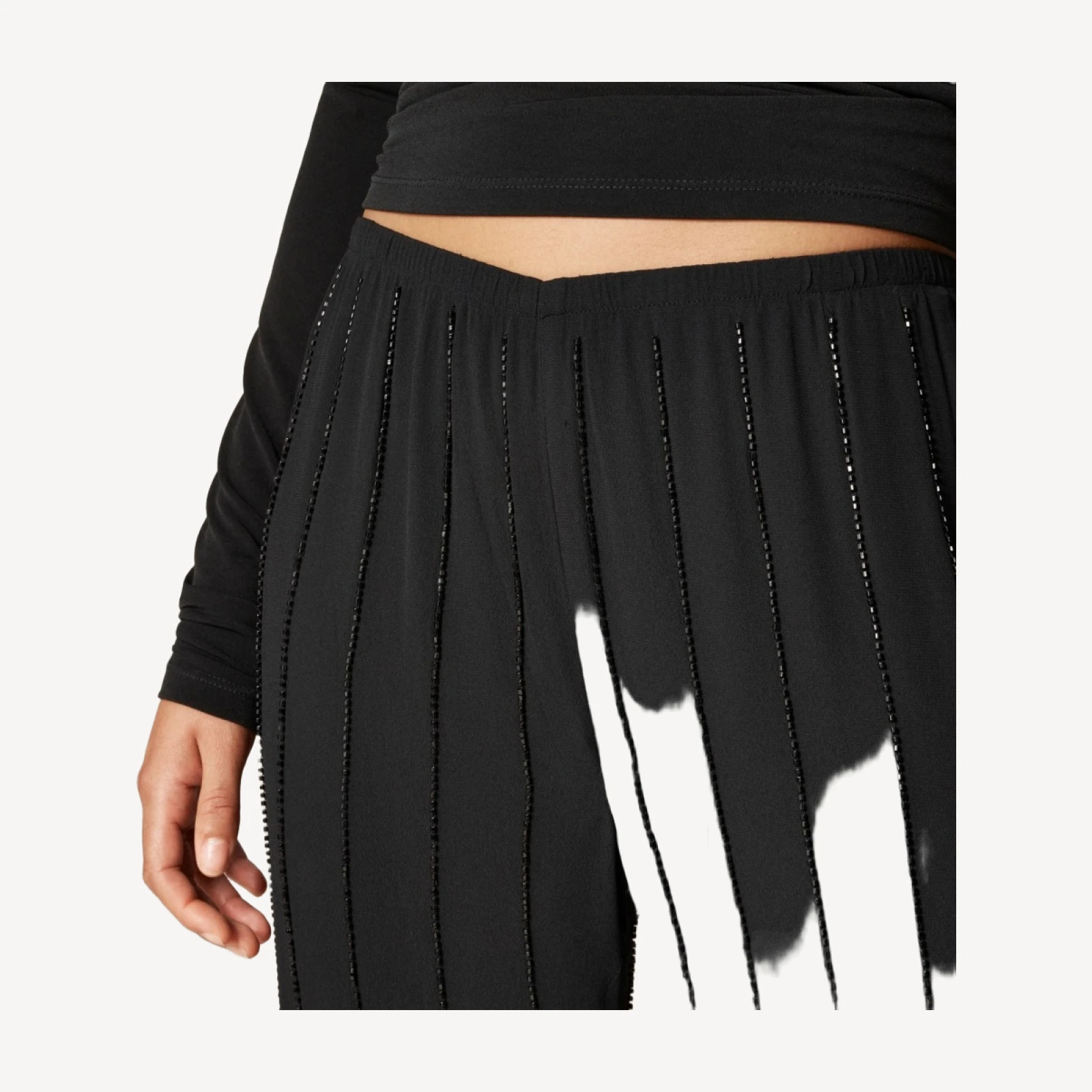 Collection beaded Cosmo pant with flounce hem