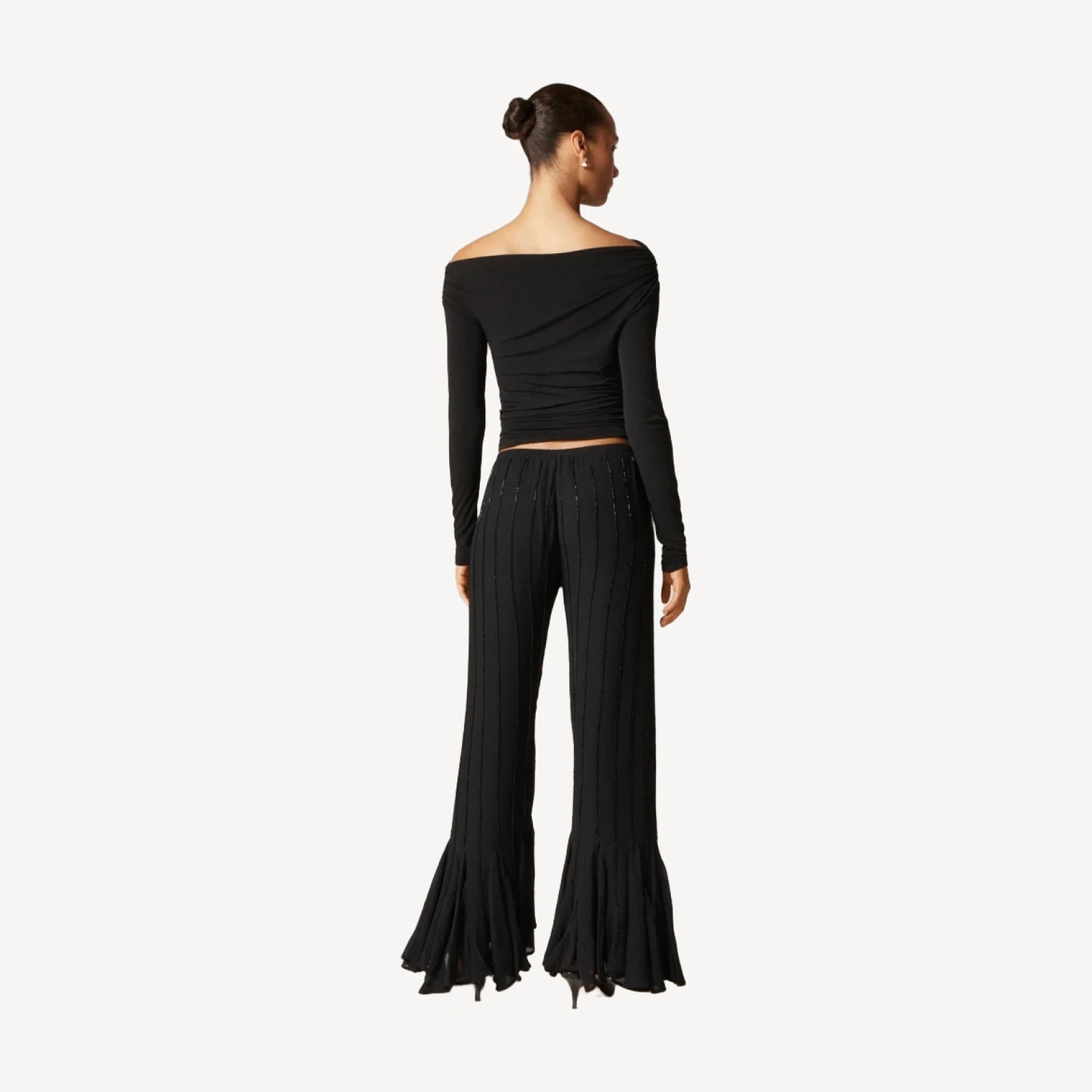 Collection beaded Cosmo pant with flounce hem
