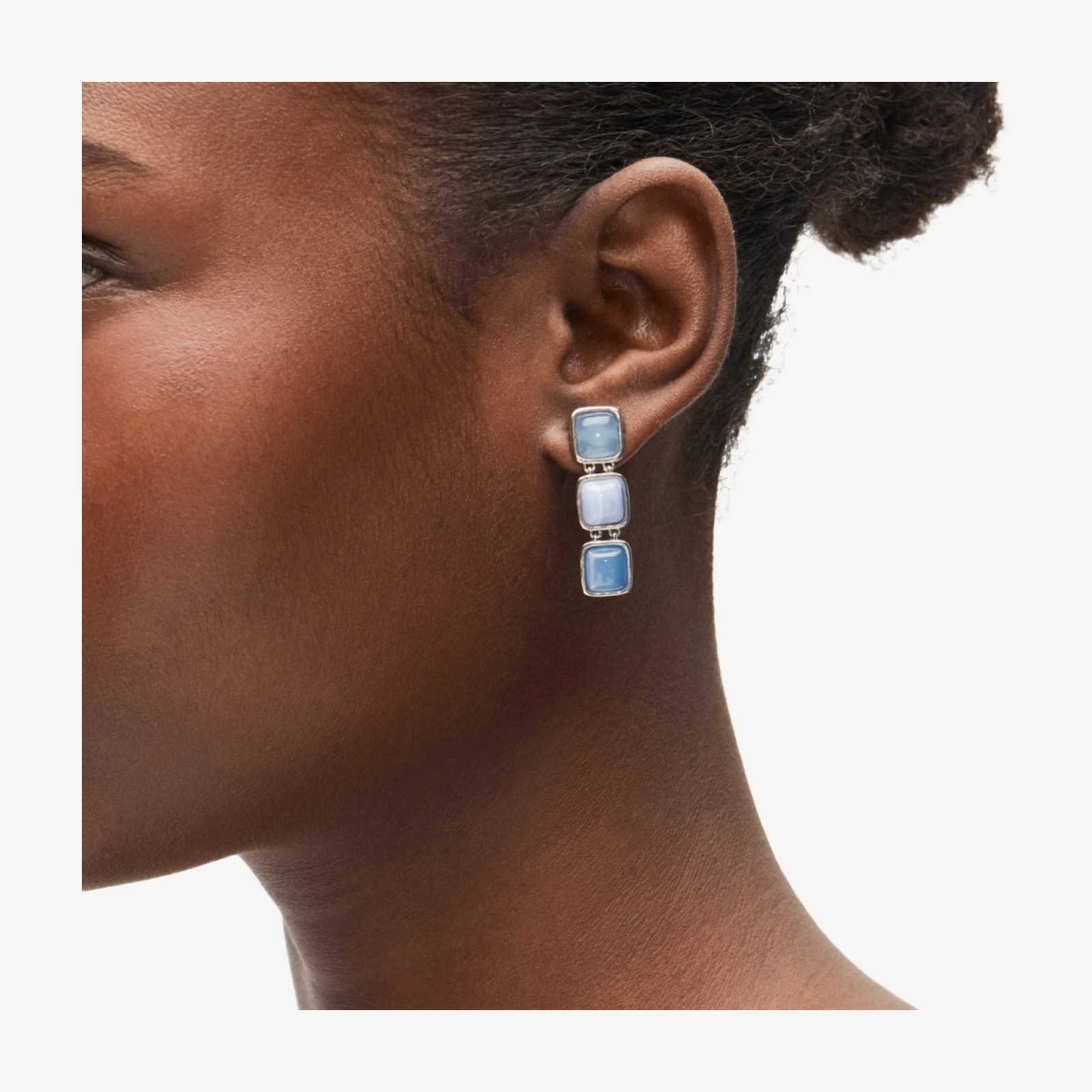 Linear stone earrings