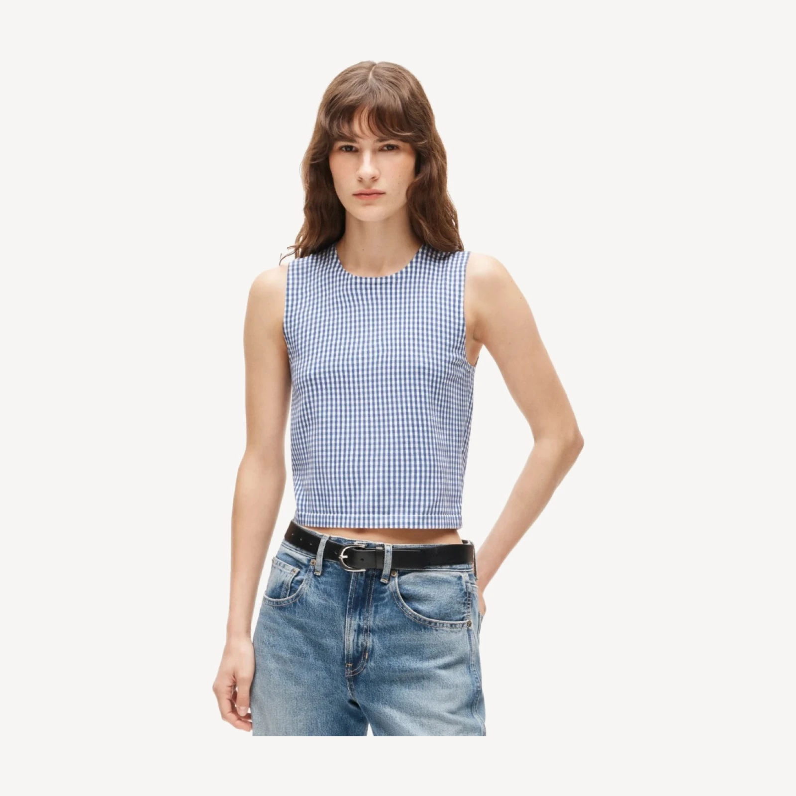 Jackie sweater shell in gingham