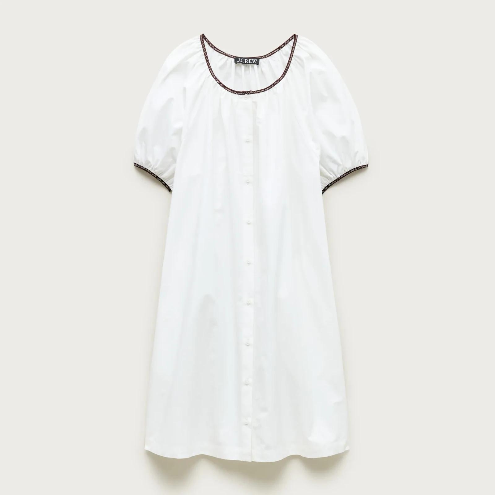 Puff-sleeve popover dress with contrast trim
