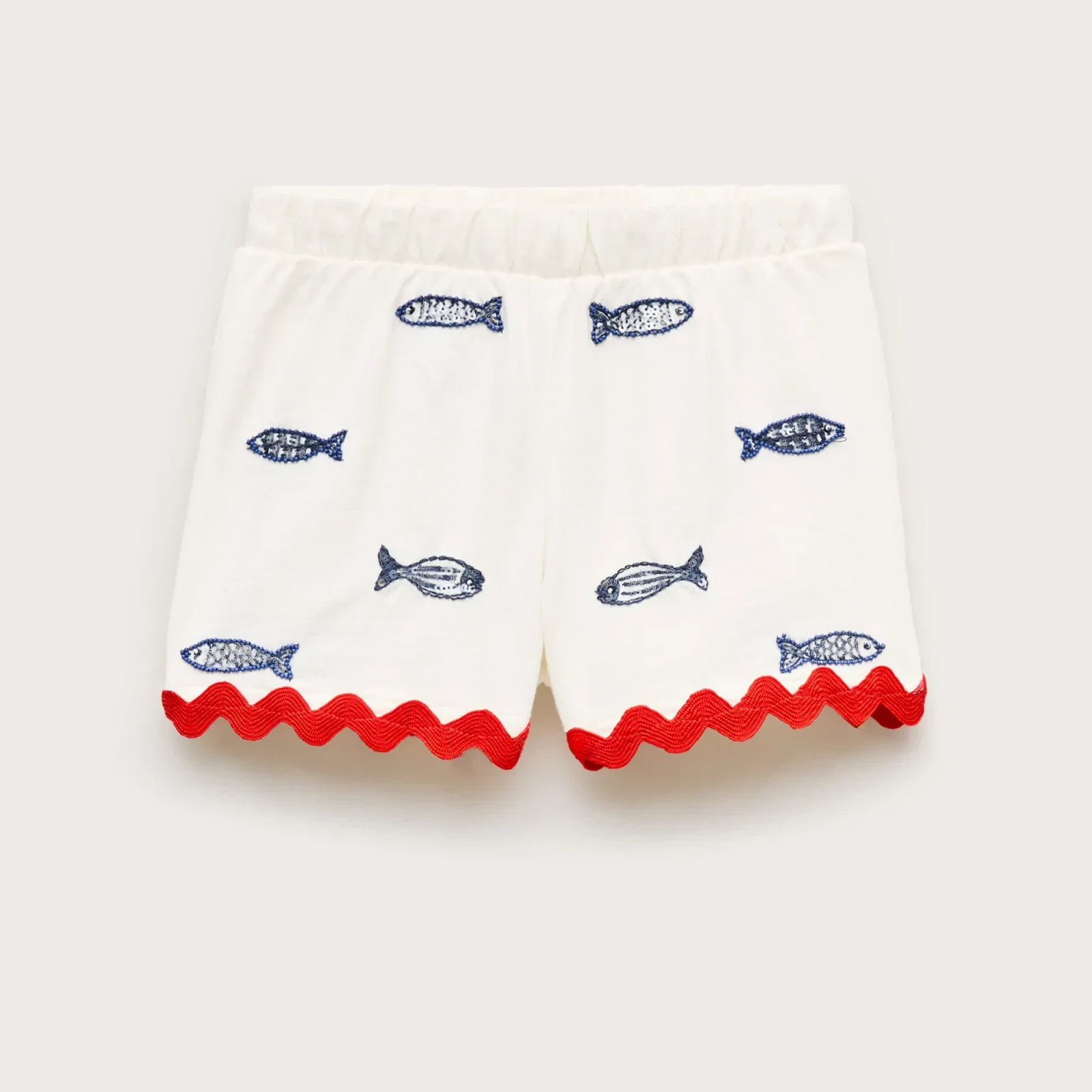 Girls' beaded fish pull-on short in jersey