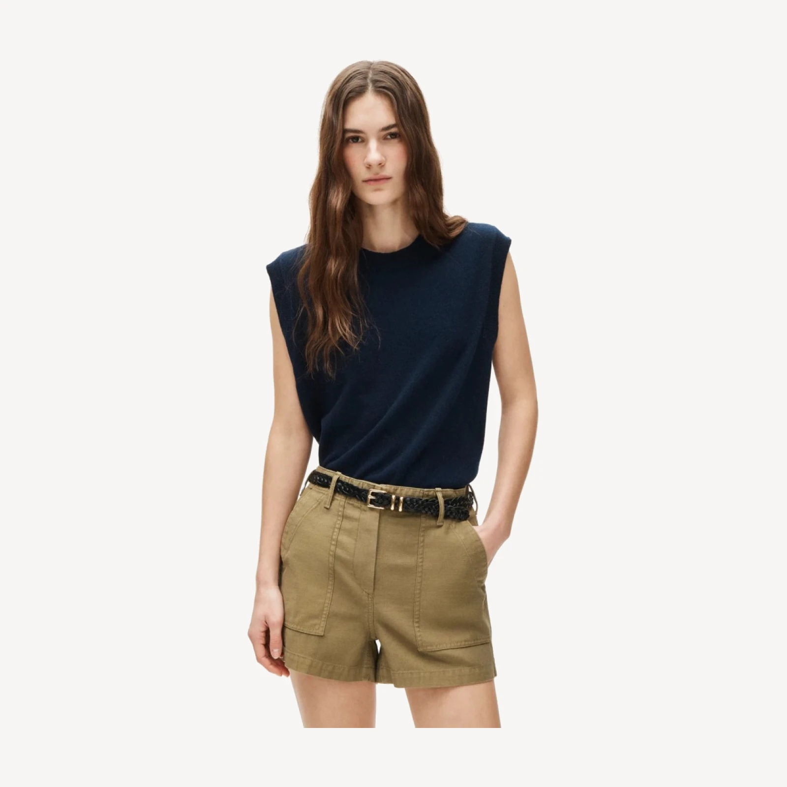 Utility-pocket short in sateen