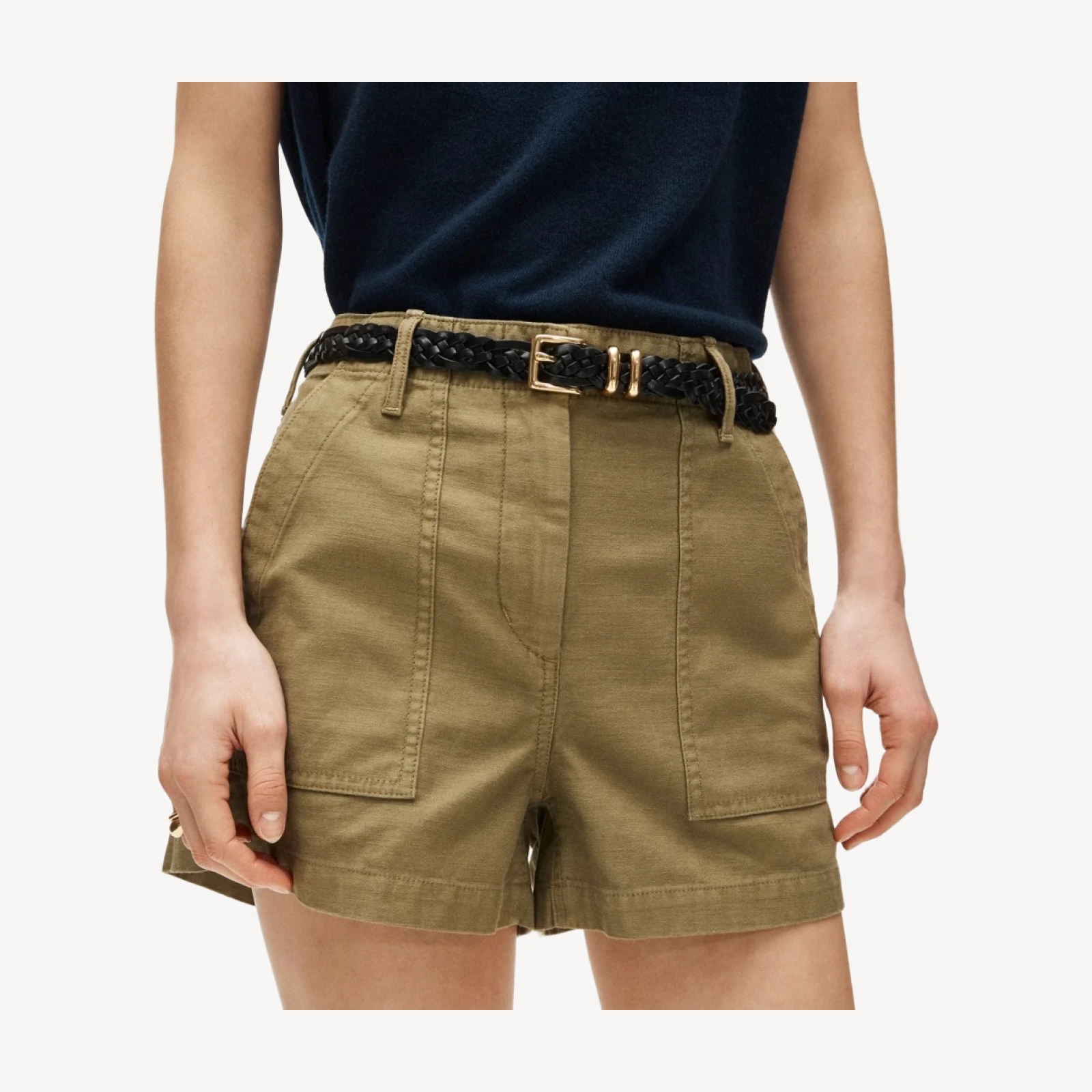 Utility-pocket short in sateen